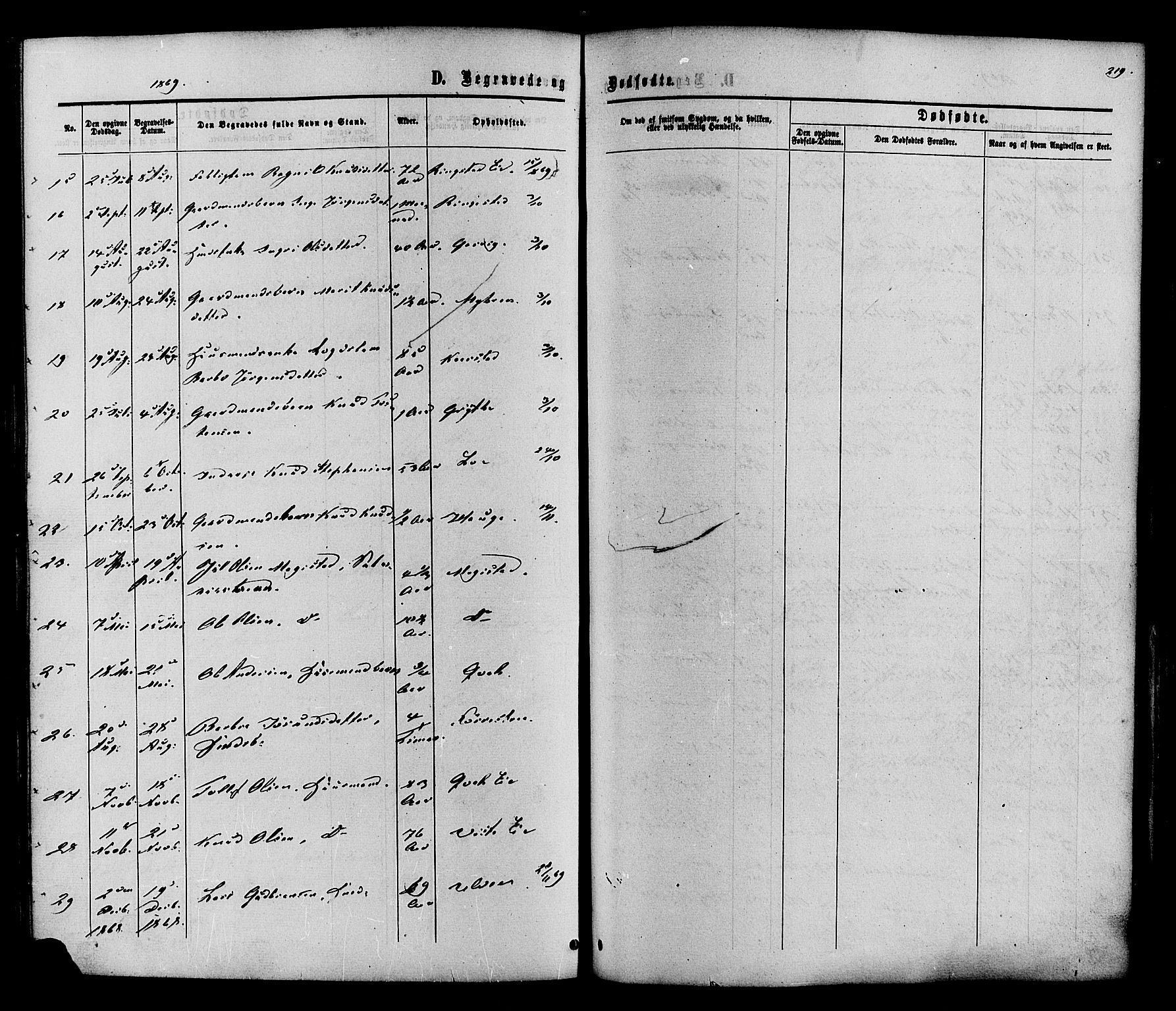 Vestre Slidre prestekontor, SAH/PREST-136/H/Ha/Haa/L0003: Parish register (official) no. 3, 1865-1880, p. 219