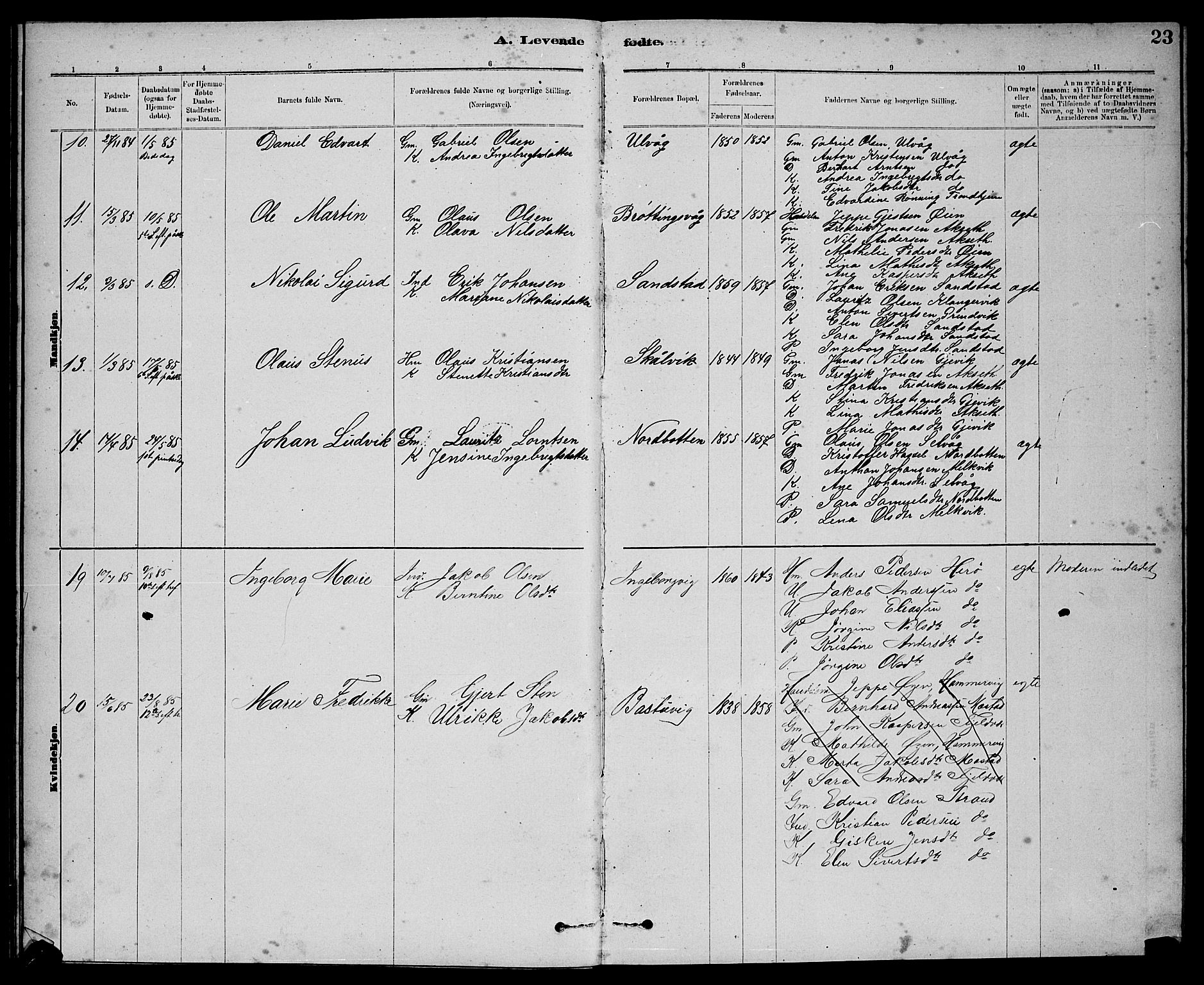 Ministerialprotokoller, klokkerbøker og fødselsregistre - Sør-Trøndelag, SAT/A-1456/637/L0562: Parish register (copy) no. 637C03, 1883-1898, p. 23