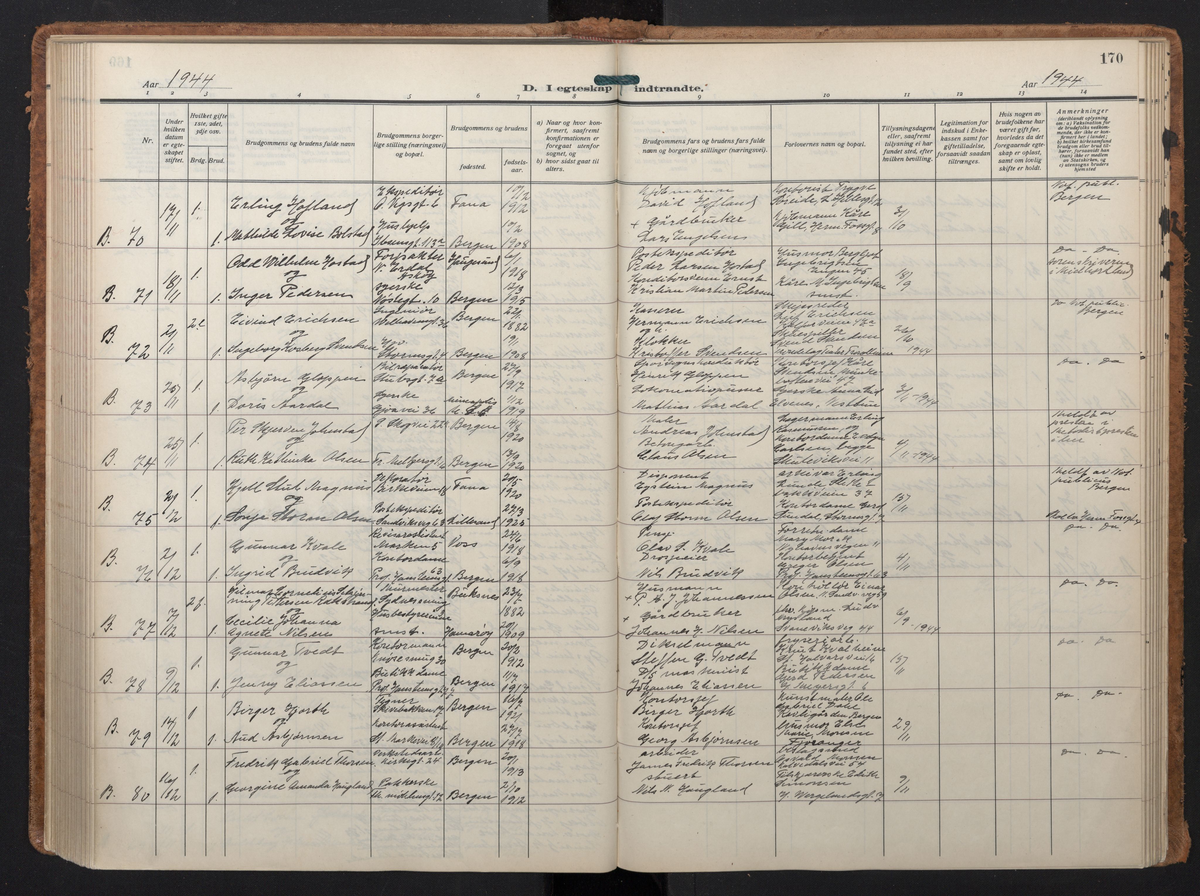 Johanneskirken sokneprestembete, AV/SAB-A-76001/H/Hab: Parish register (copy) no. C 3, 1929-1949, p. 169b-170a