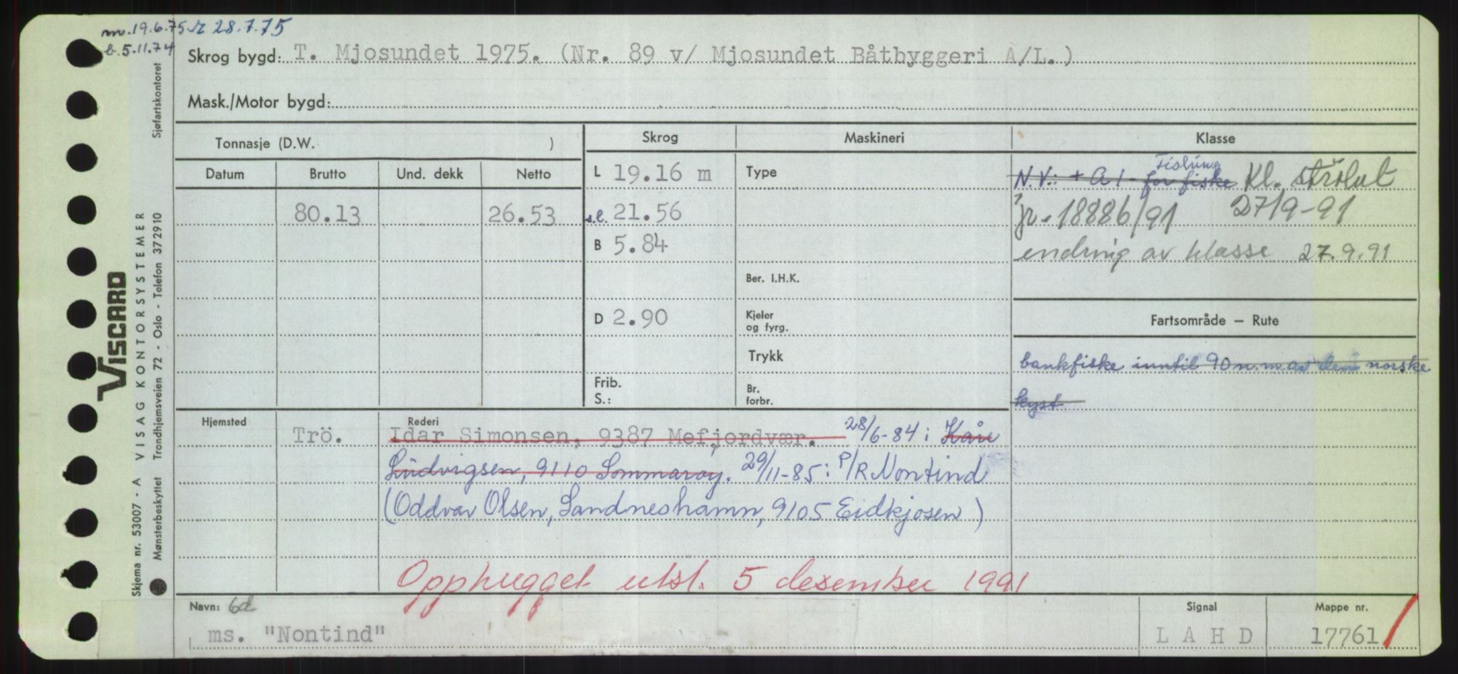 Sjøfartsdirektoratet med forløpere, Skipsmålingen, RA/S-1627/H/Hd/L0026: Fartøy, N-Norhol, p. 265