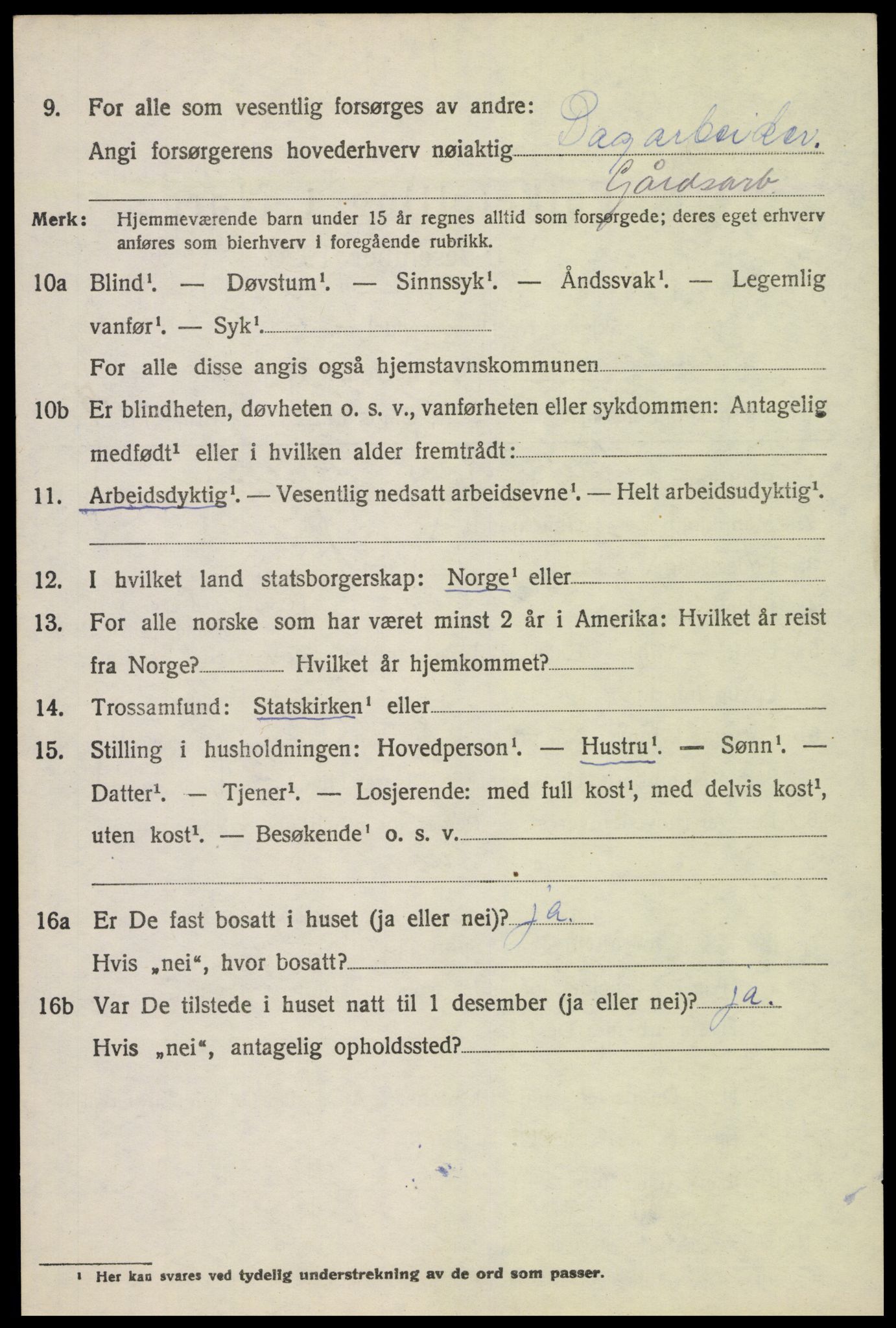 SAH, 1920 census for Fåberg, 1920, p. 2239