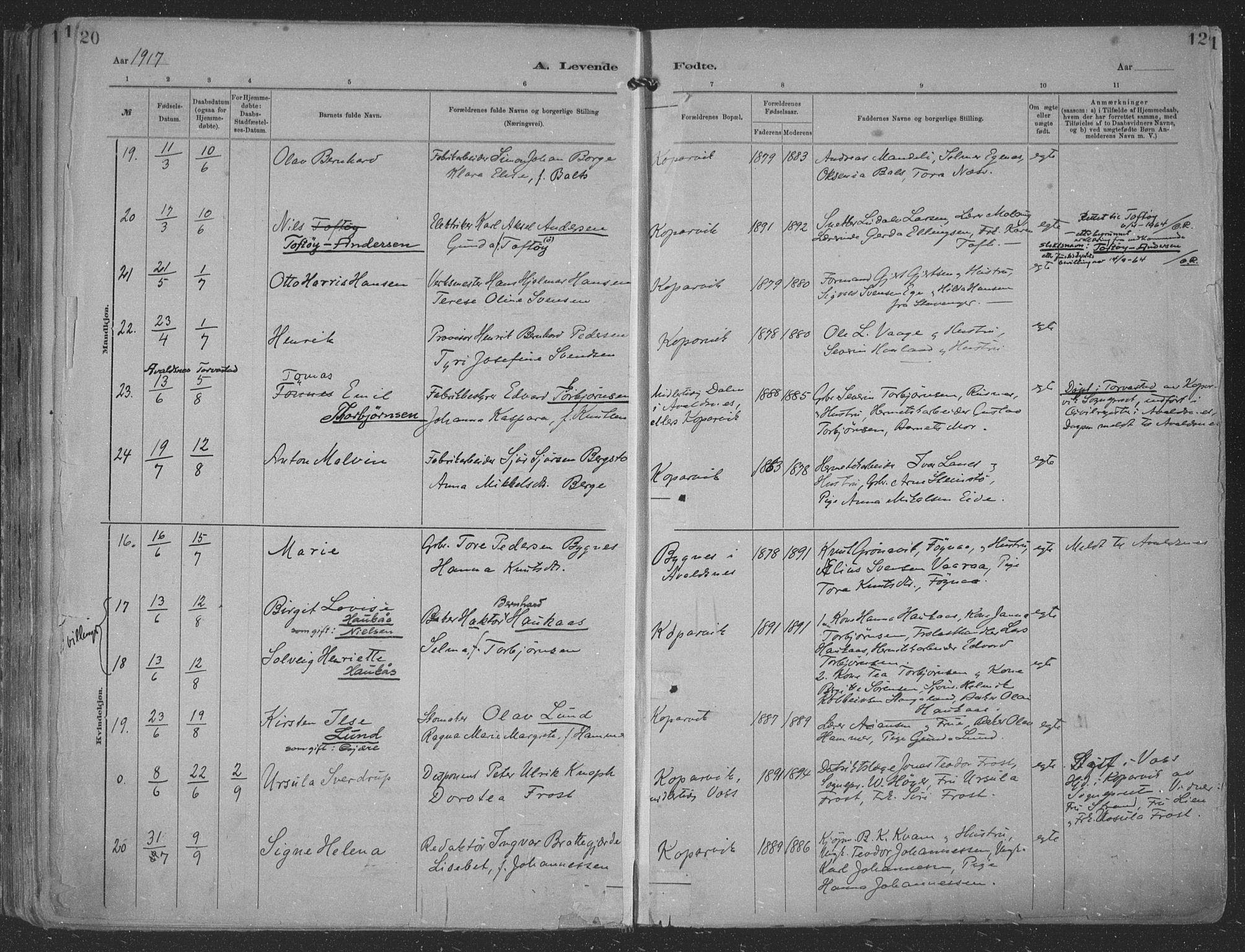 Kopervik sokneprestkontor, SAST/A-101850/H/Ha/Haa/L0001: Parish register (official) no. A 1, 1880-1919, p. 120