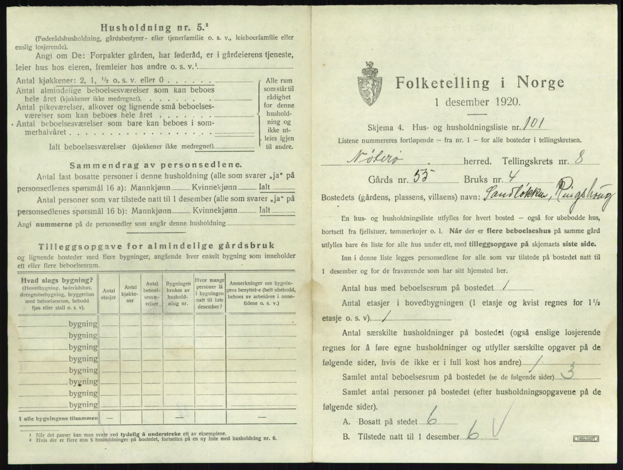 SAKO, 1920 census for Nøtterøy, 1920, p. 1703