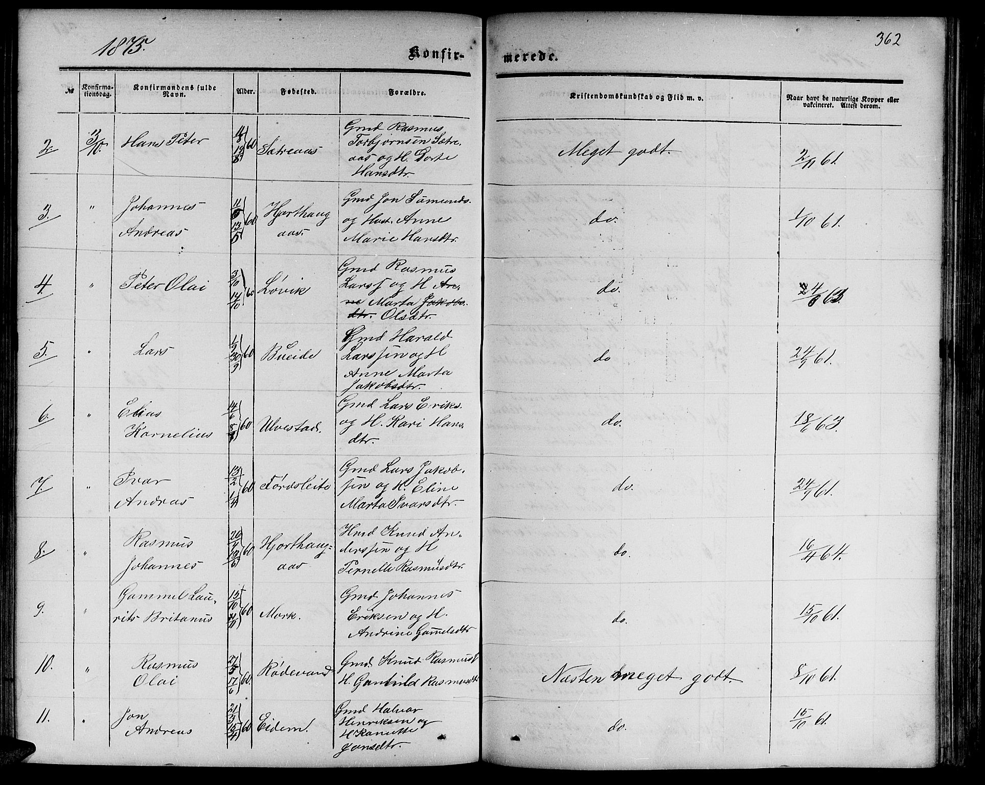 Ministerialprotokoller, klokkerbøker og fødselsregistre - Møre og Romsdal, AV/SAT-A-1454/511/L0157: Parish register (copy) no. 511C03, 1864-1884, p. 362