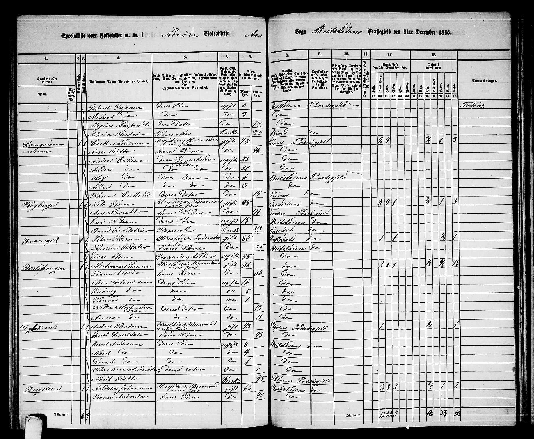 RA, 1865 census for Beitstad, 1865, p. 166