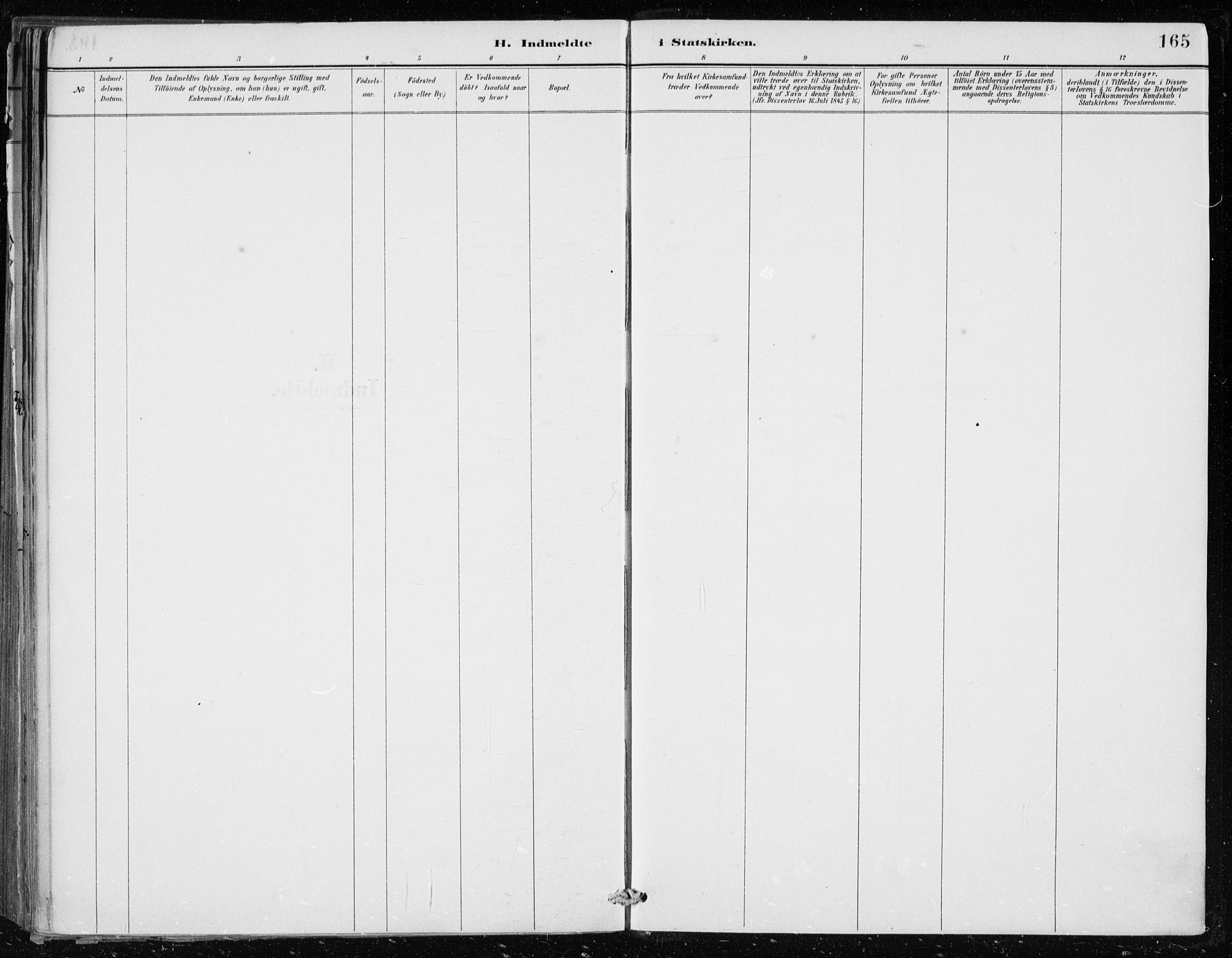 Lindås Sokneprestembete, AV/SAB-A-76701/H/Haa/Haaf/L0001: Parish register (official) no. F  1, 1886-1897, p. 165