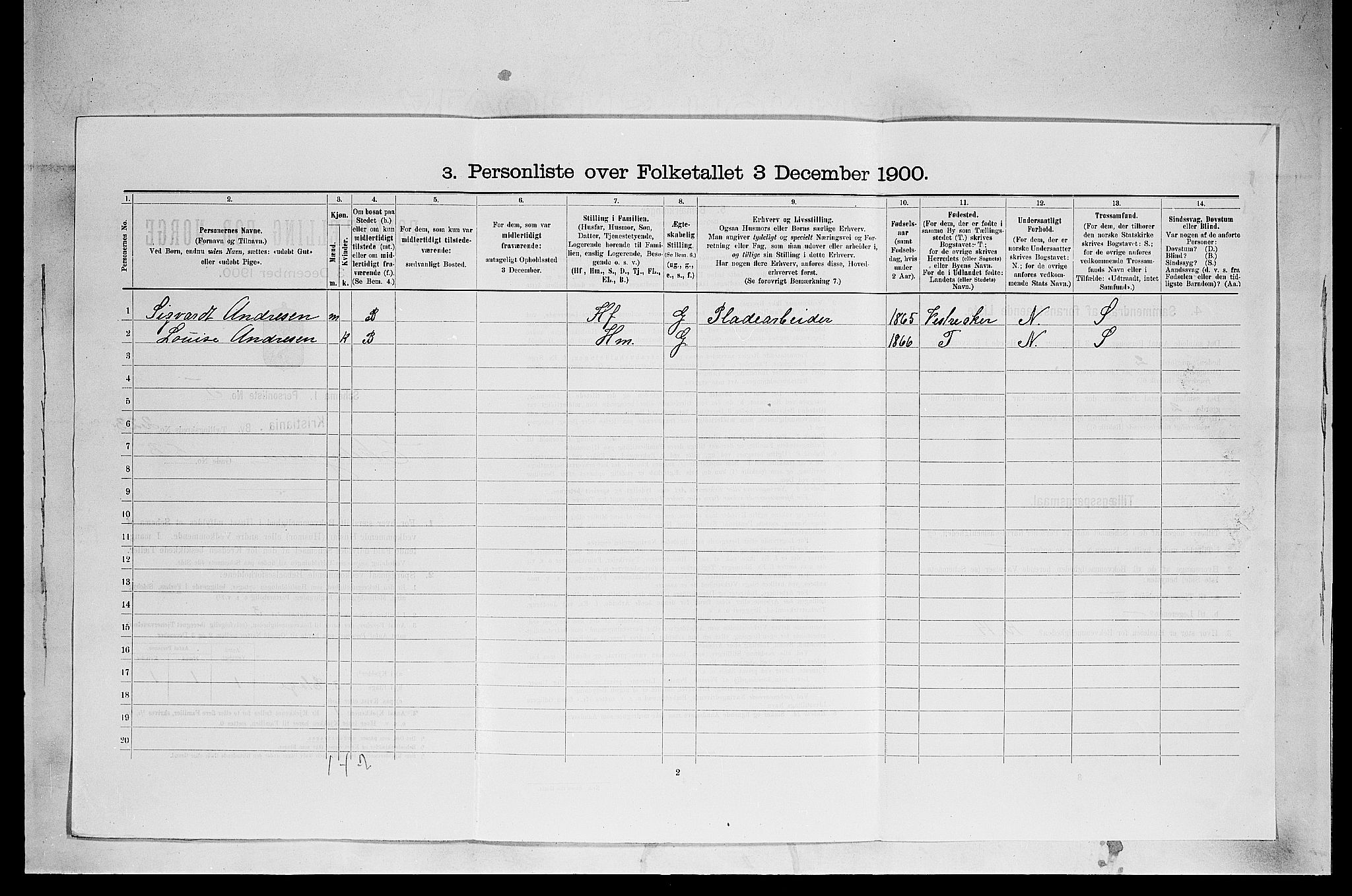 SAO, 1900 census for Kristiania, 1900, p. 18745