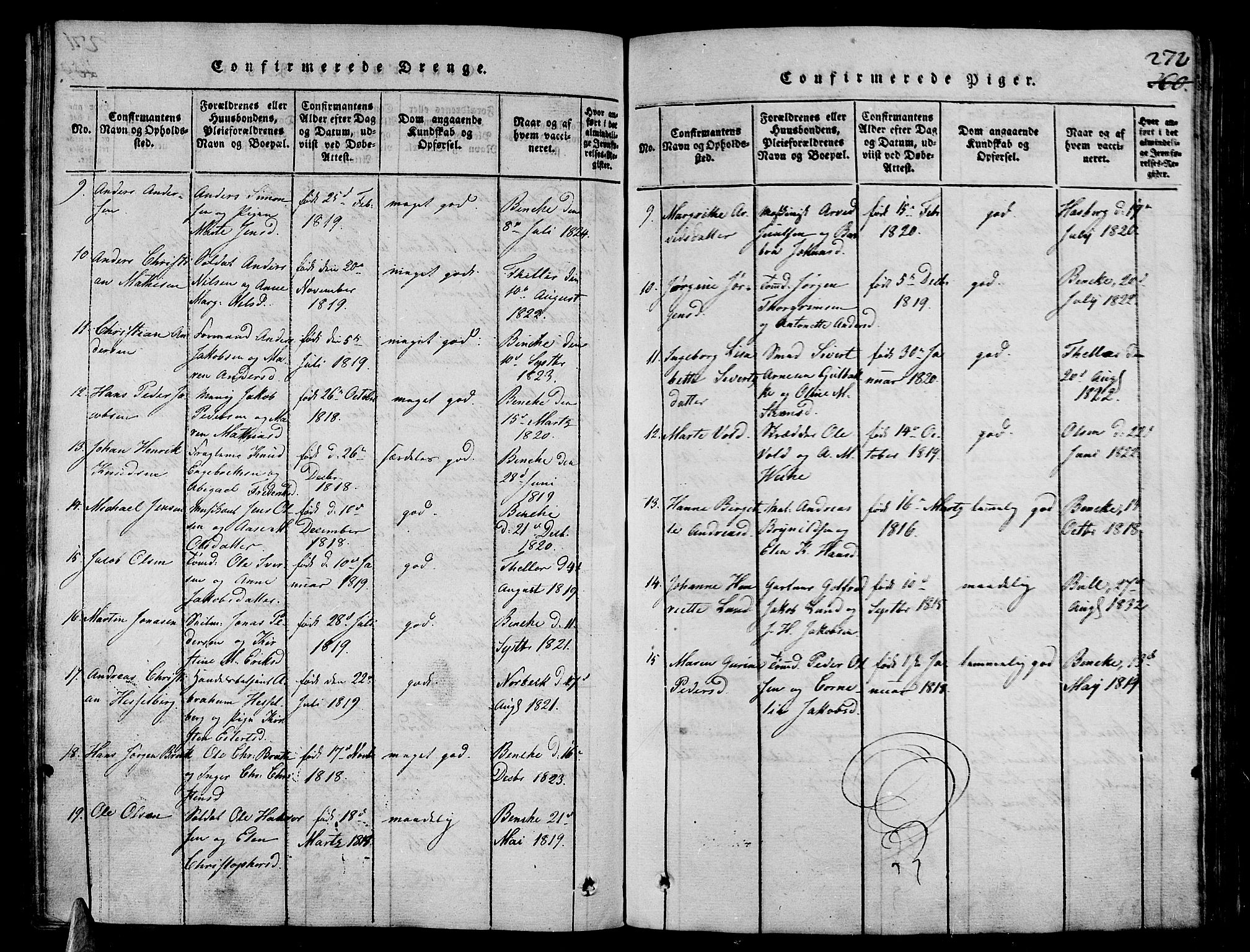 Stavern kirkebøker, AV/SAKO-A-318/G/Ga/L0001: Parish register (copy) no. 1, 1817-1841, p. 272