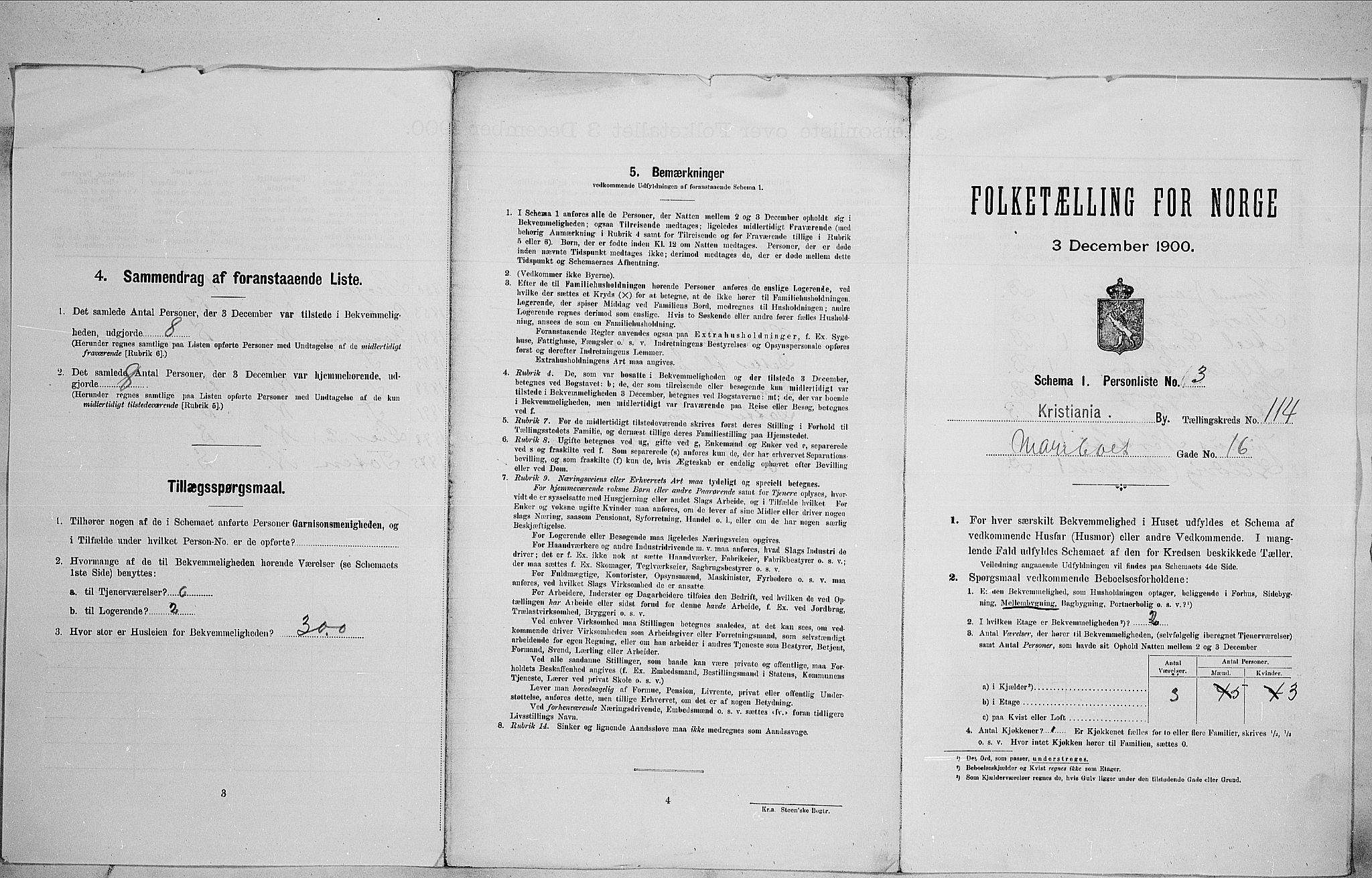 SAO, 1900 census for Kristiania, 1900, p. 55016