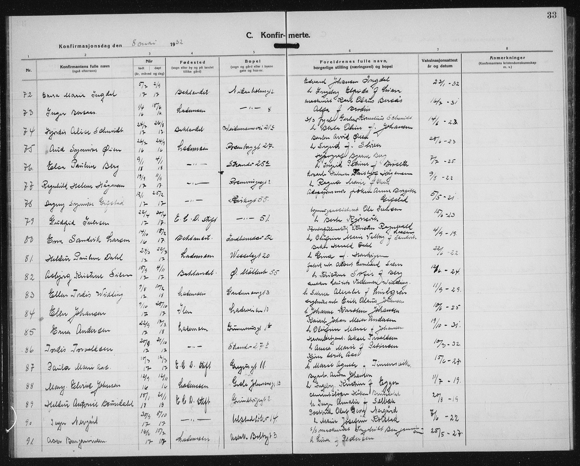 Ministerialprotokoller, klokkerbøker og fødselsregistre - Sør-Trøndelag, AV/SAT-A-1456/605/L0262: Parish register (copy) no. 605C09, 1930-1933, p. 33