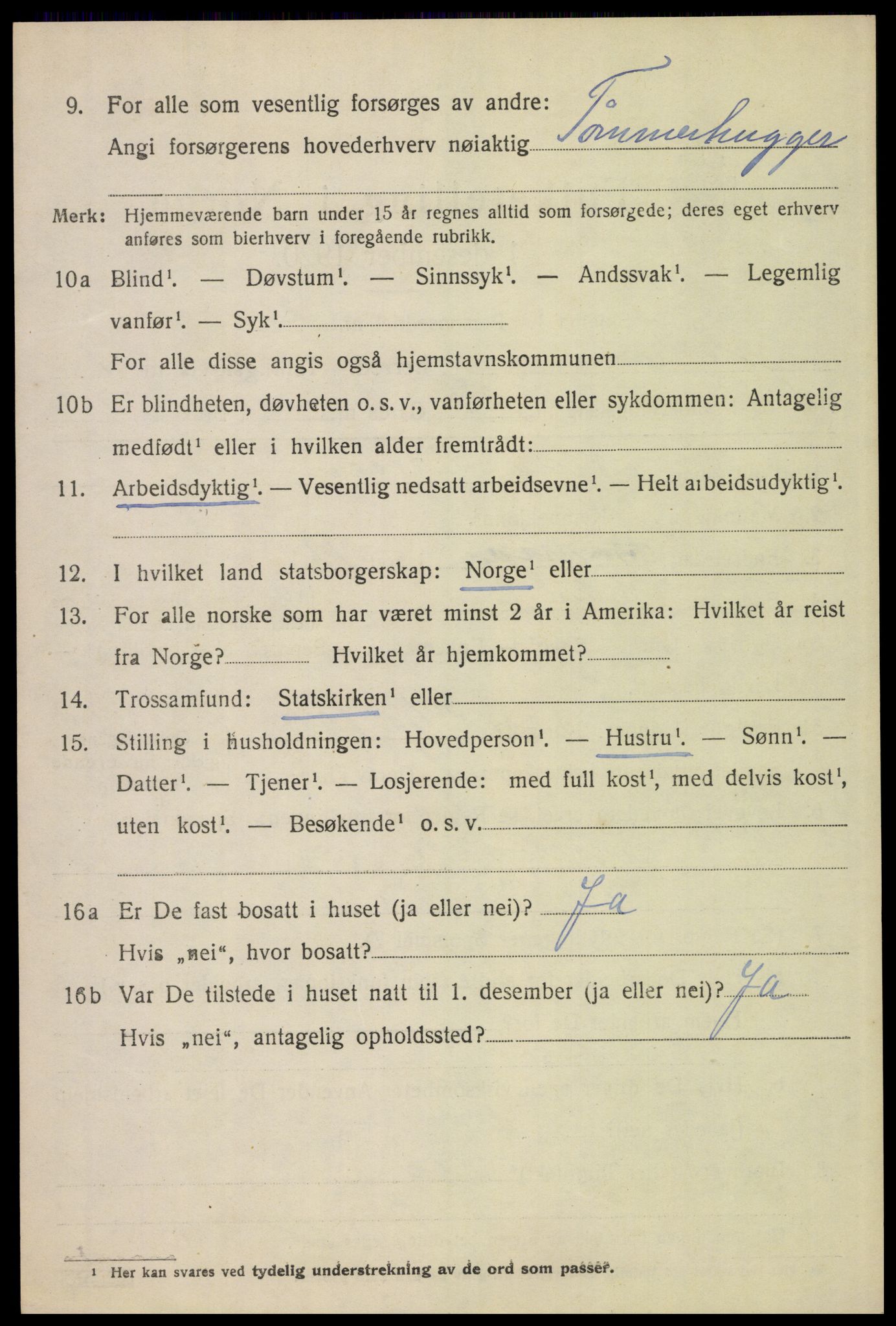 SAH, 1920 census for Elverum, 1920, p. 4043