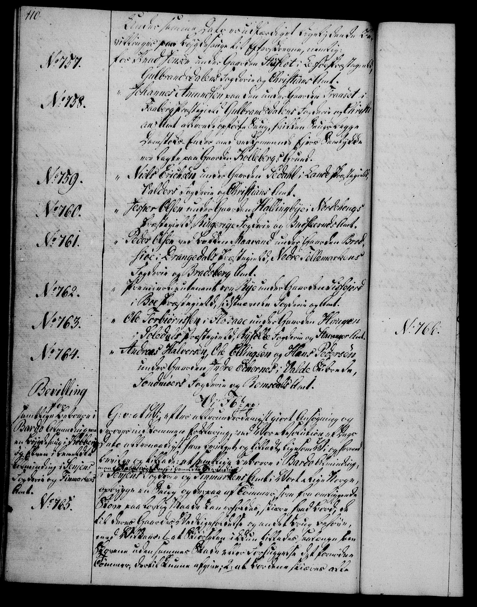 Rentekammeret, Kammerkanselliet, RA/EA-3111/G/Gg/Gga/L0019: Norsk ekspedisjonsprotokoll med register (merket RK 53.19), 1807-1810, p. 410