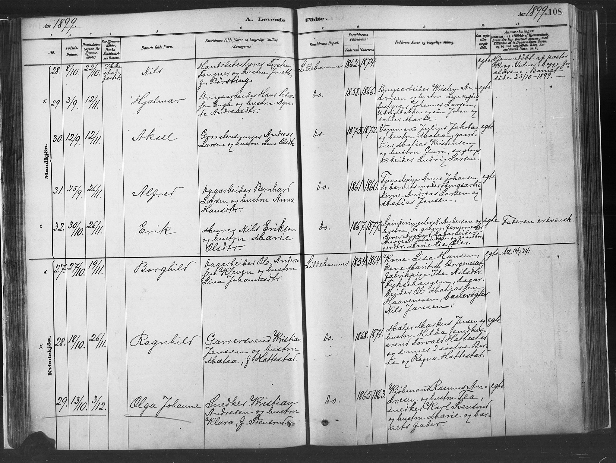 Fåberg prestekontor, SAH/PREST-086/H/Ha/Haa/L0010: Parish register (official) no. 10, 1879-1900, p. 108