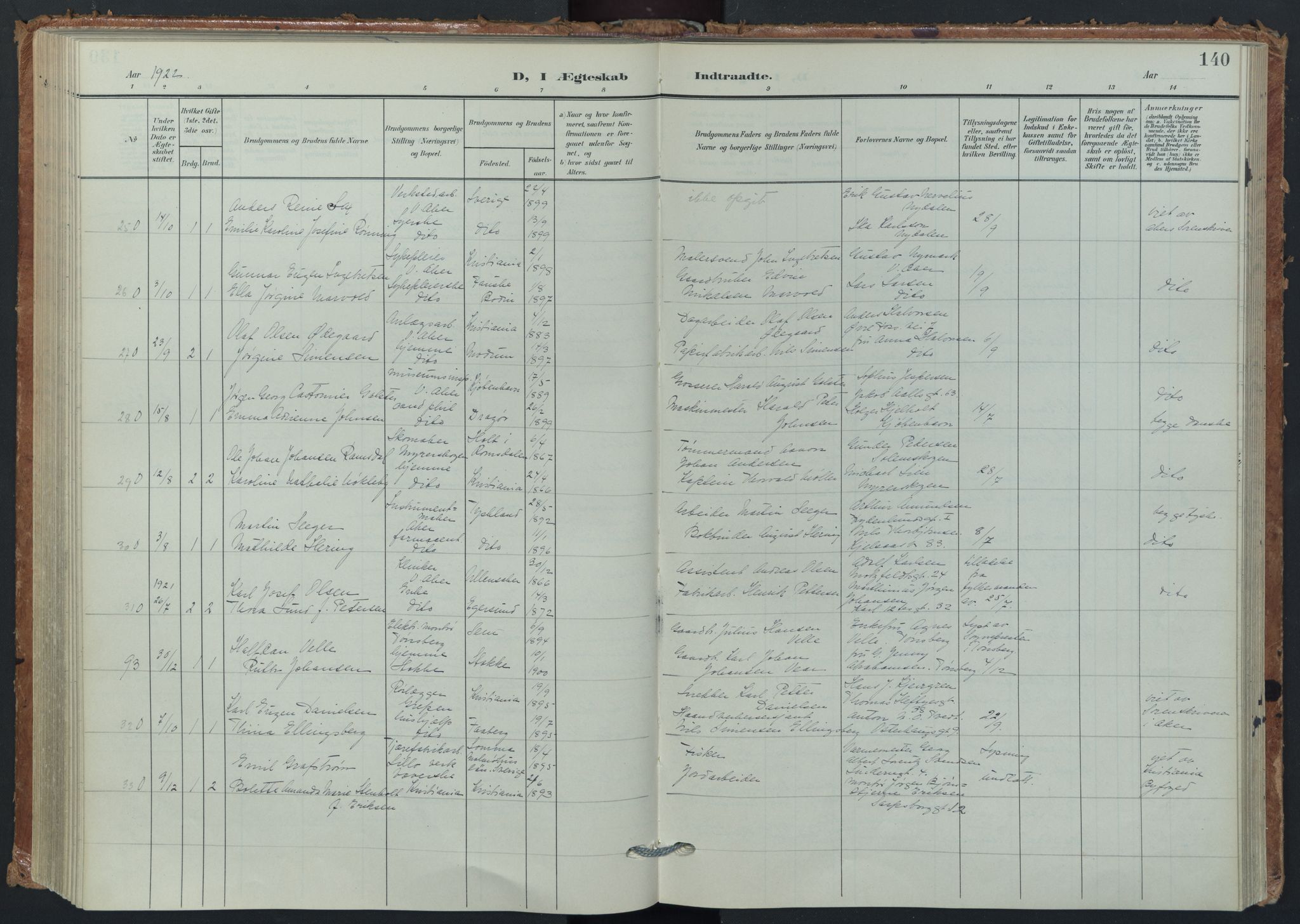 Vestre Aker prestekontor Kirkebøker, AV/SAO-A-10025/F/Fa/L0015: Parish register (official) no. 15, 1904-1929, p. 140