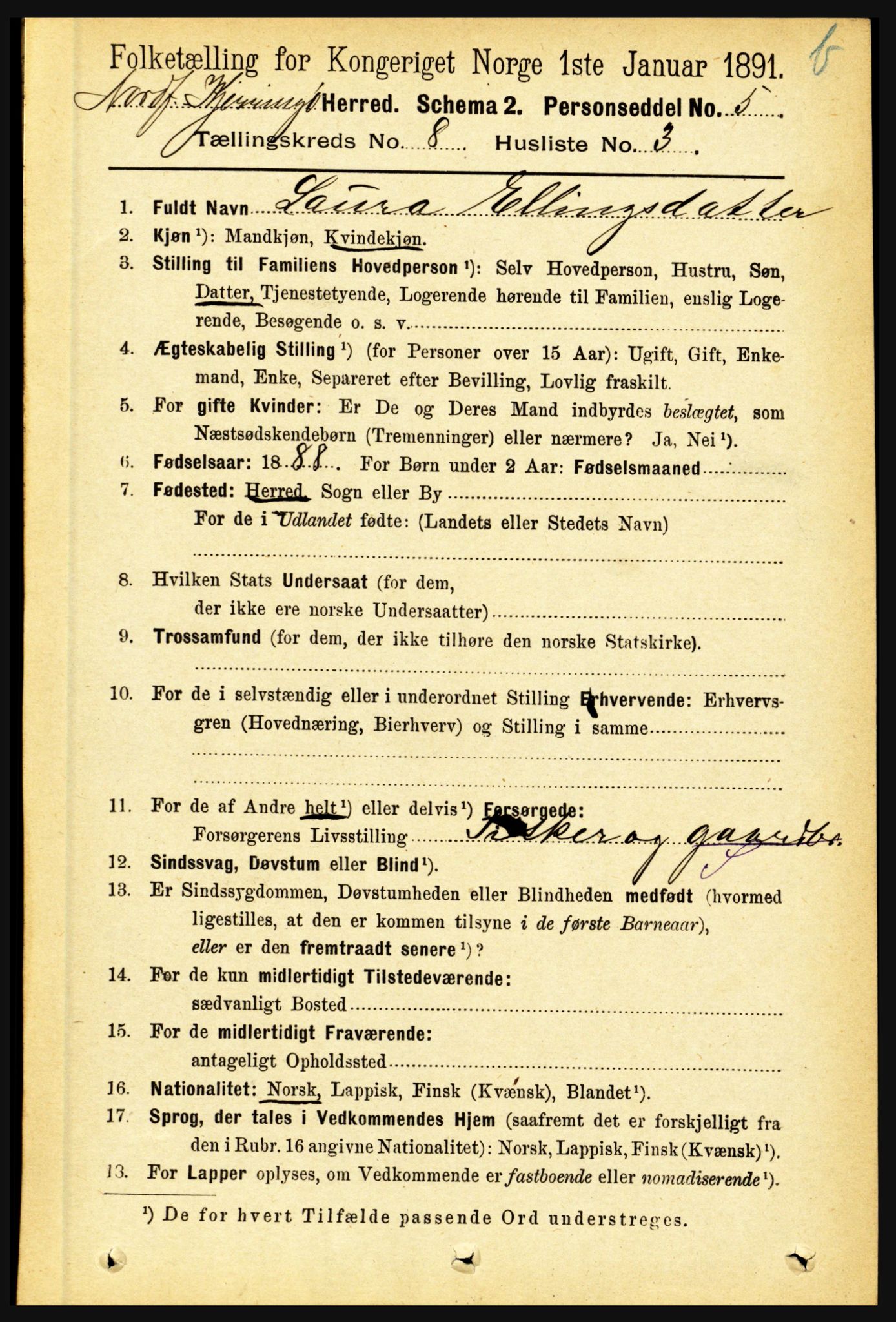 RA, 1891 census for 1846 Nordfold-Kjerringøy, 1891, p. 1997