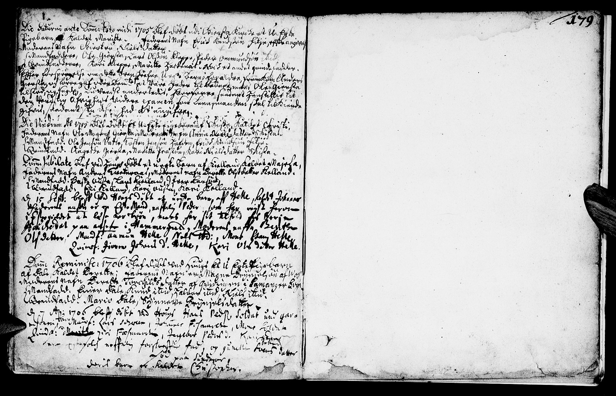 Haus sokneprestembete, SAB/A-75601/H/Haa: Parish register (official) no. A 1, 1691-1712, p. 179