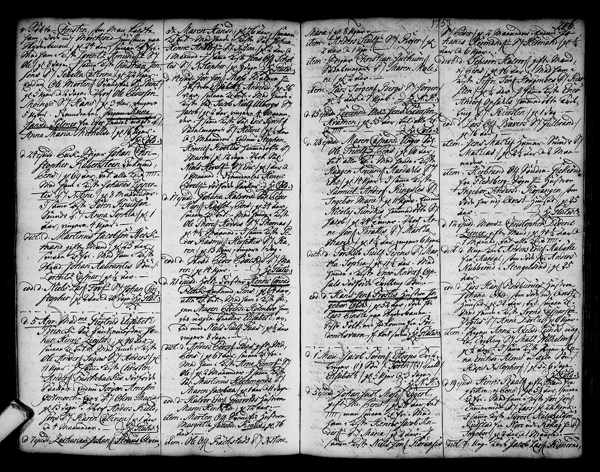 Kongsberg kirkebøker, AV/SAKO-A-22/F/Fa/L0003: Parish register (official) no. I 3, 1744-1755, p. 206