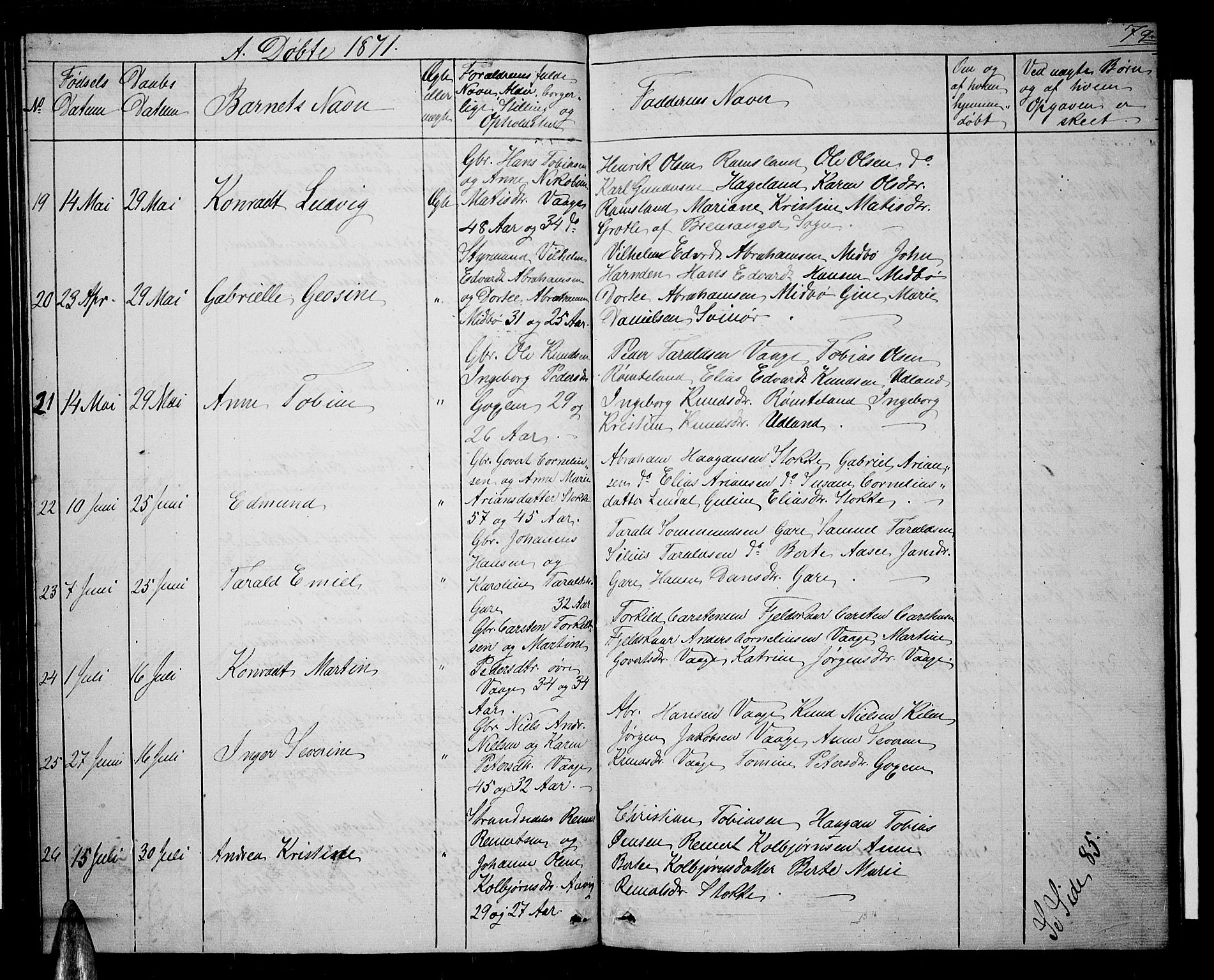 Sør-Audnedal sokneprestkontor, SAK/1111-0039/F/Fb/Fba/L0002: Parish register (copy) no. B 2, 1853-1878, p. 79