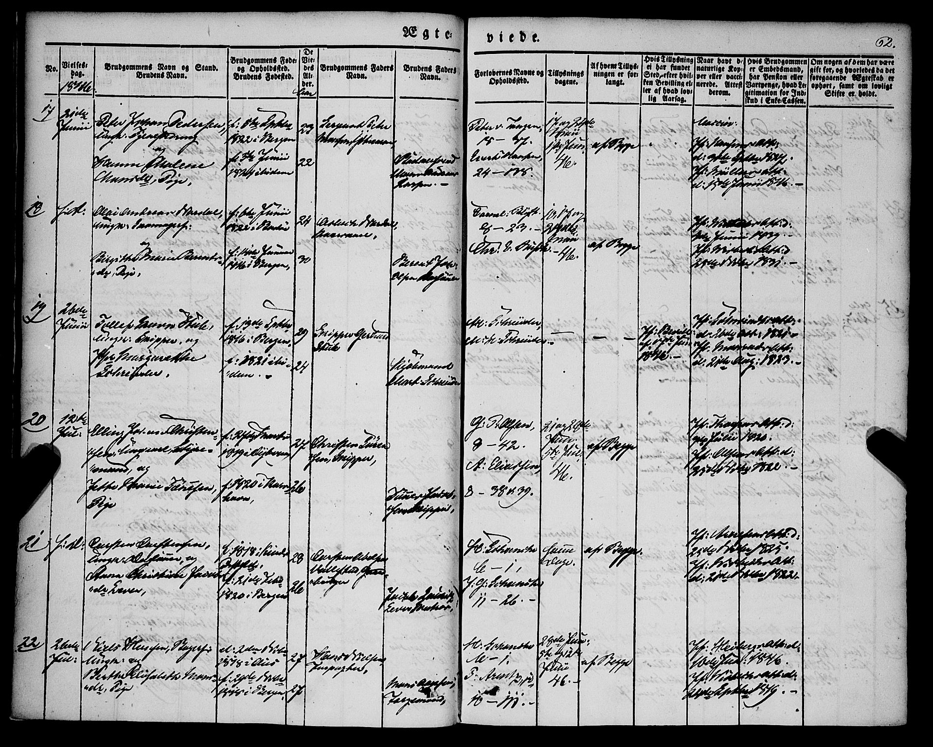 Nykirken Sokneprestembete, SAB/A-77101/H/Haa/L0031: Parish register (official) no. D 1, 1834-1861, p. 62