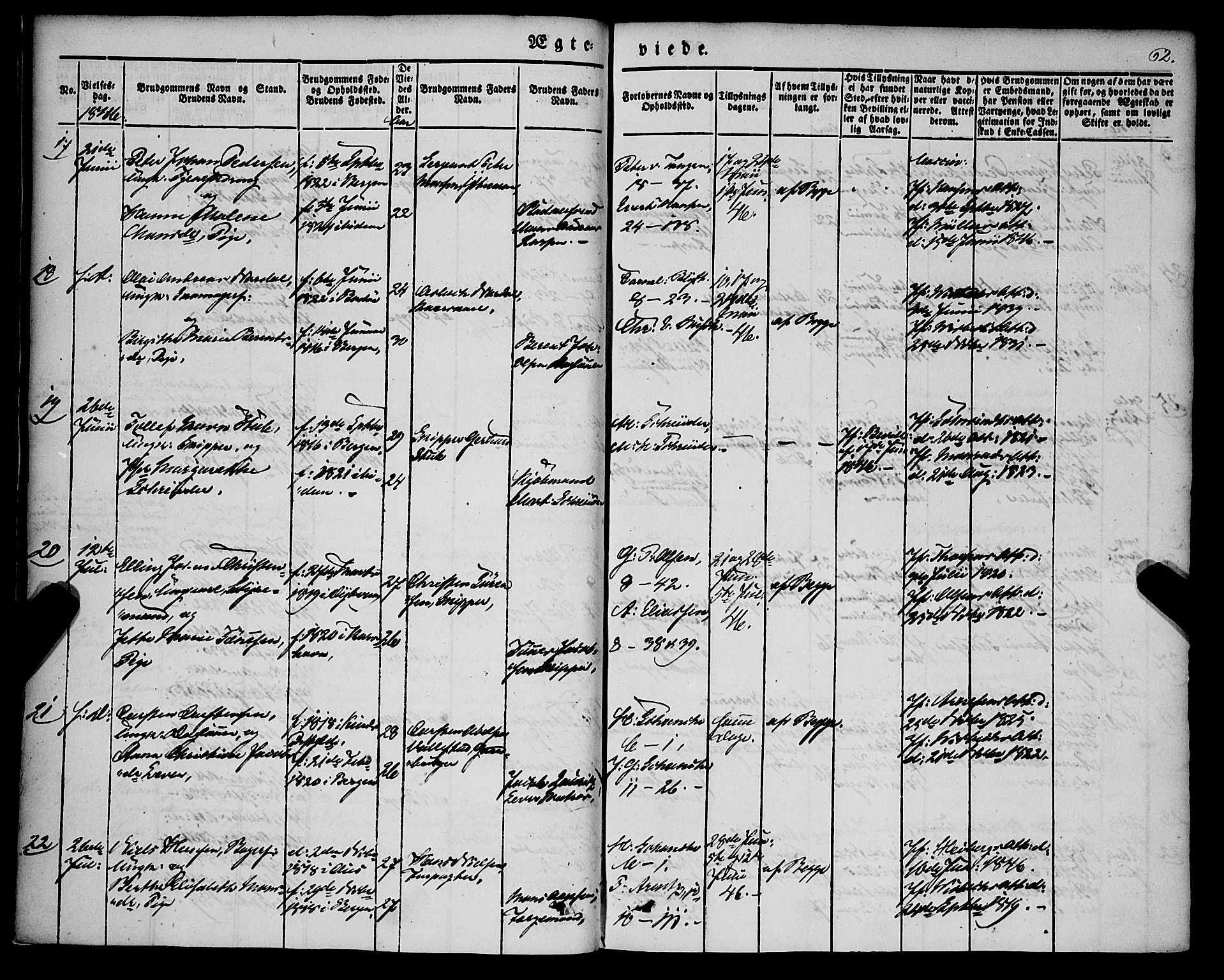 Nykirken Sokneprestembete, AV/SAB-A-77101/H/Haa/L0031: Parish register (official) no. D 1, 1834-1861, p. 62