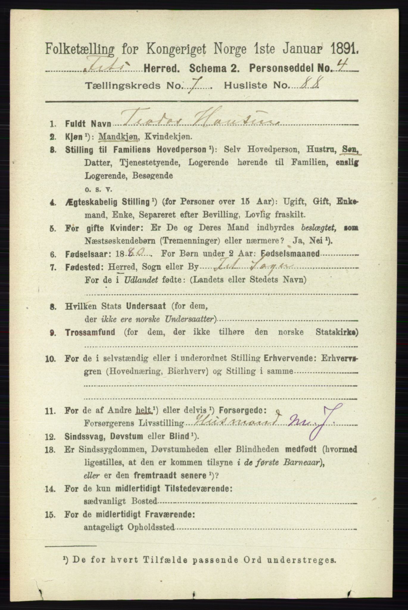 RA, 1891 census for 0227 Fet, 1891, p. 2974