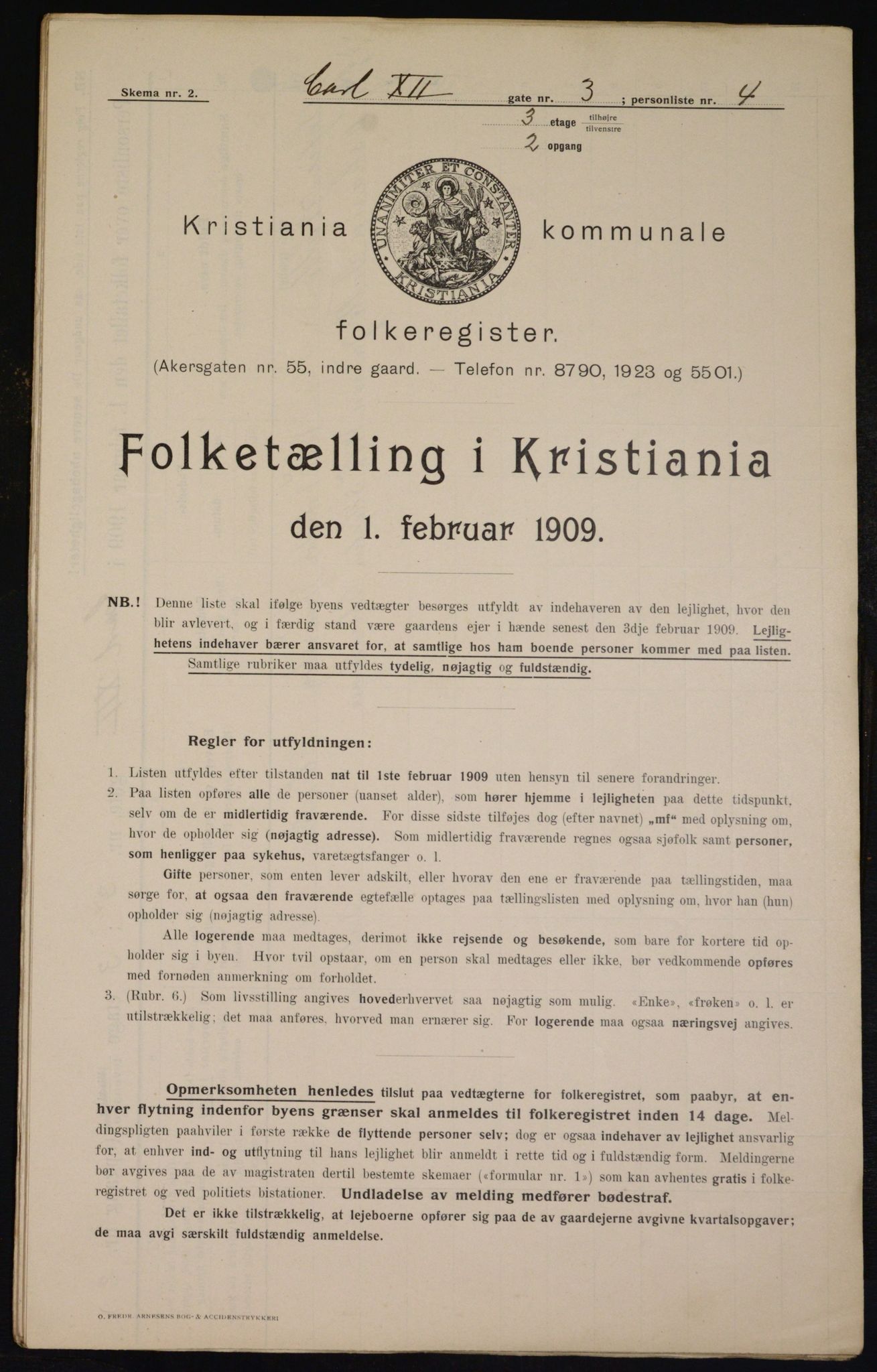 OBA, Municipal Census 1909 for Kristiania, 1909, p. 44087