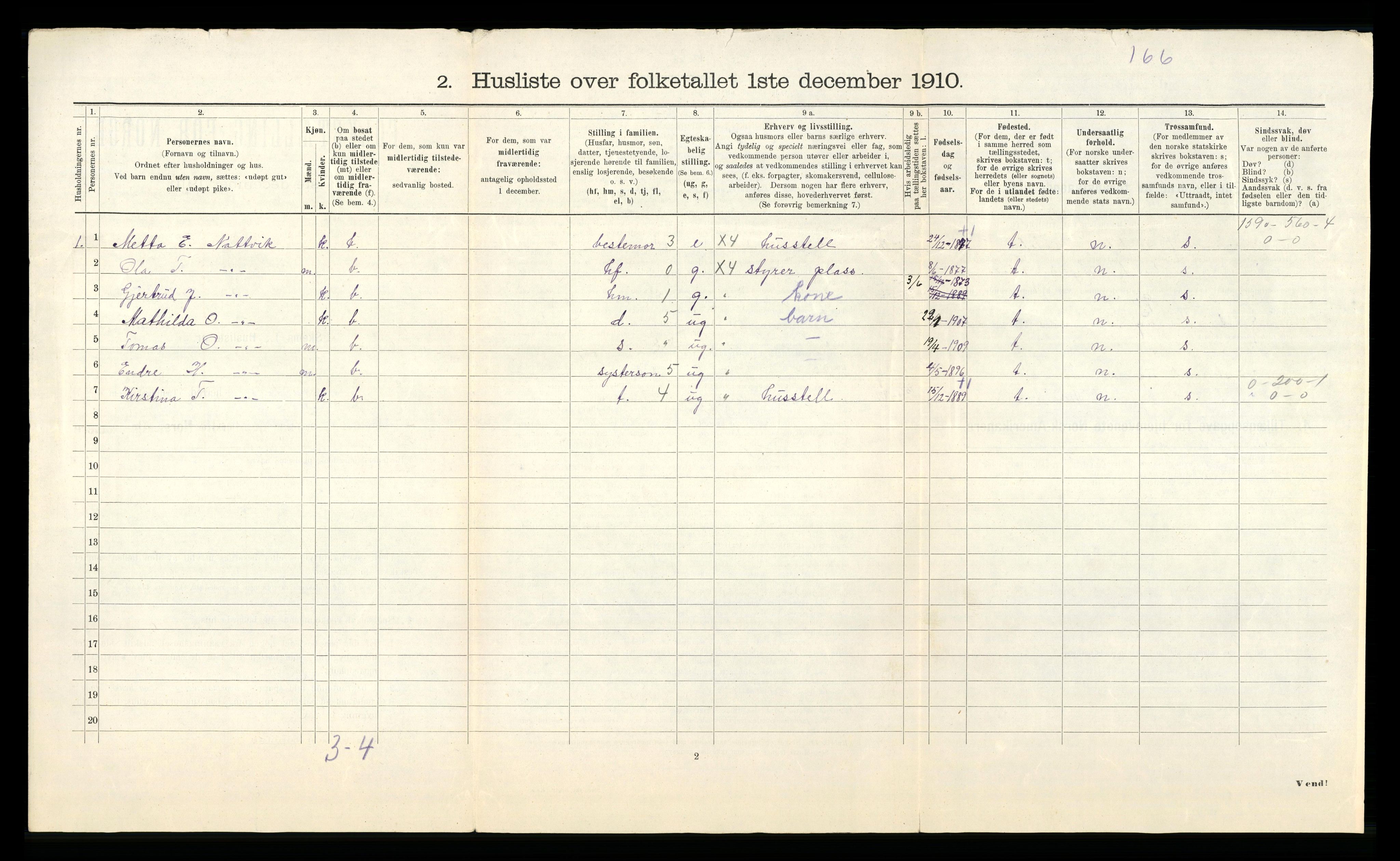 RA, 1910 census for Årdal, 1910, p. 85