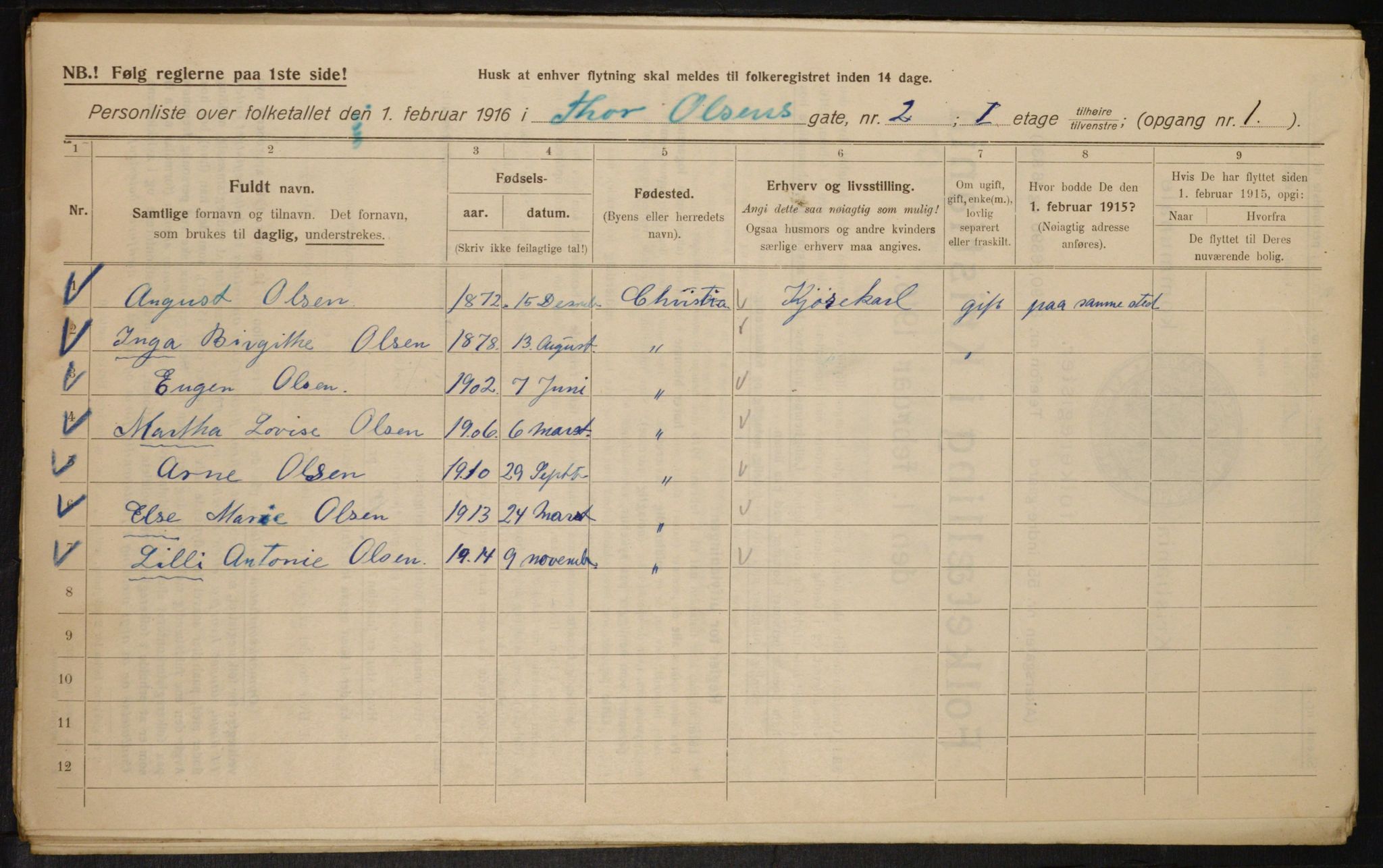 OBA, Municipal Census 1916 for Kristiania, 1916, p. 112358