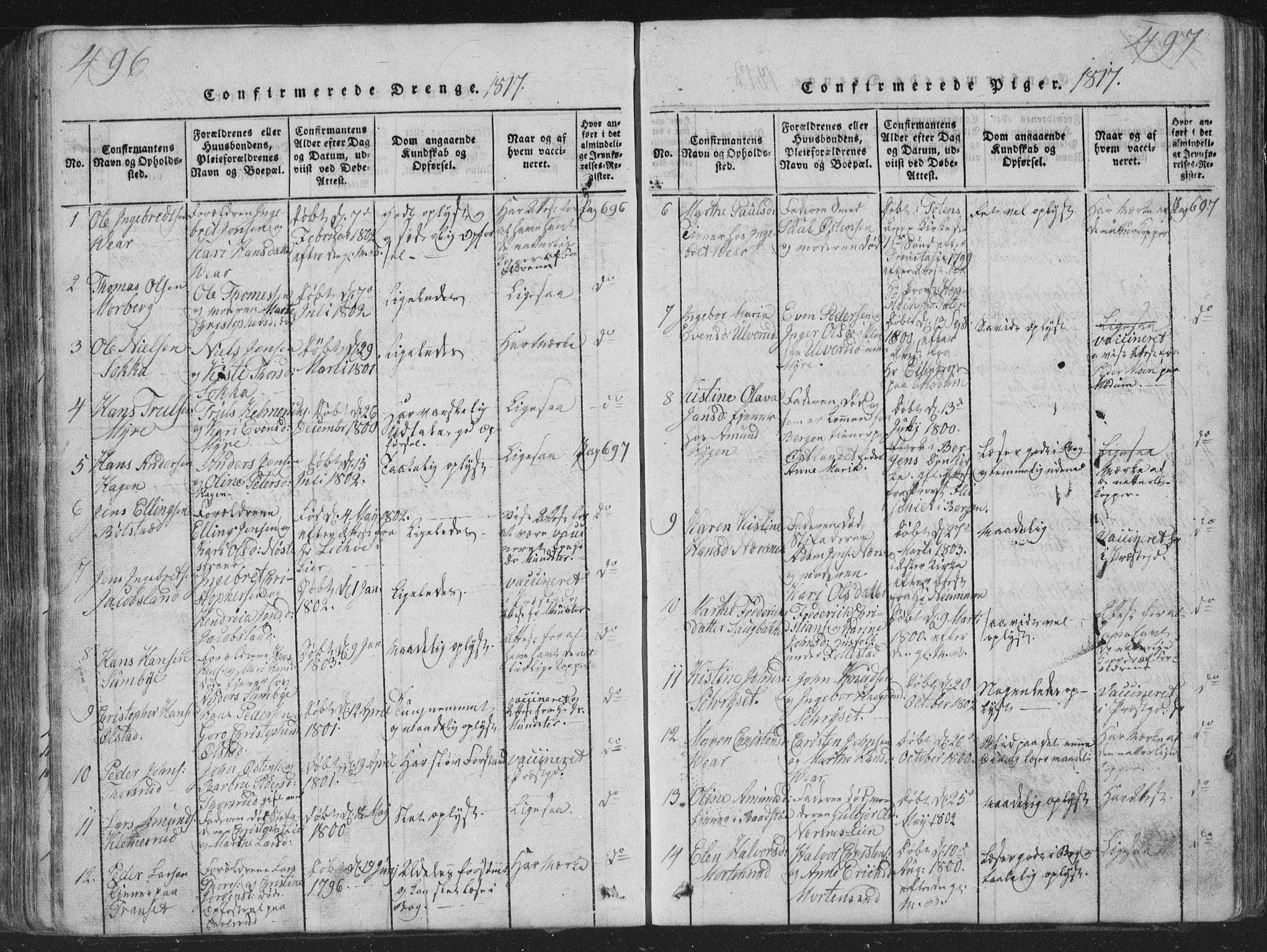 Røyken kirkebøker, AV/SAKO-A-241/G/Ga/L0003: Parish register (copy) no. 3, 1814-1856, p. 496-497