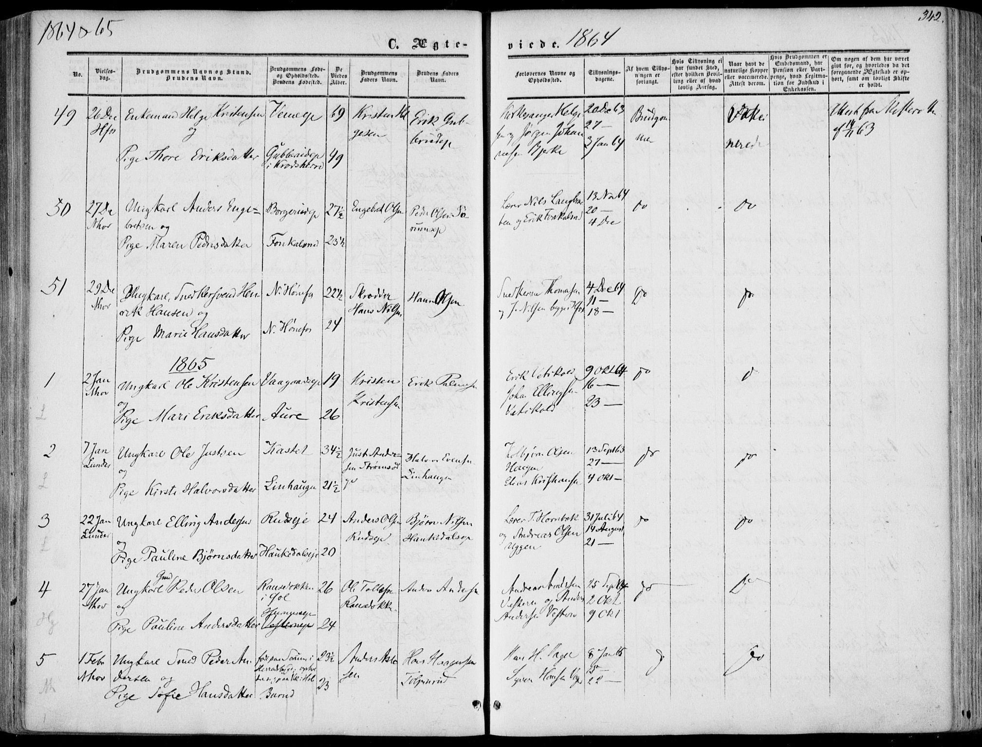 Norderhov kirkebøker, AV/SAKO-A-237/F/Fa/L0012: Parish register (official) no. 12, 1856-1865, p. 342