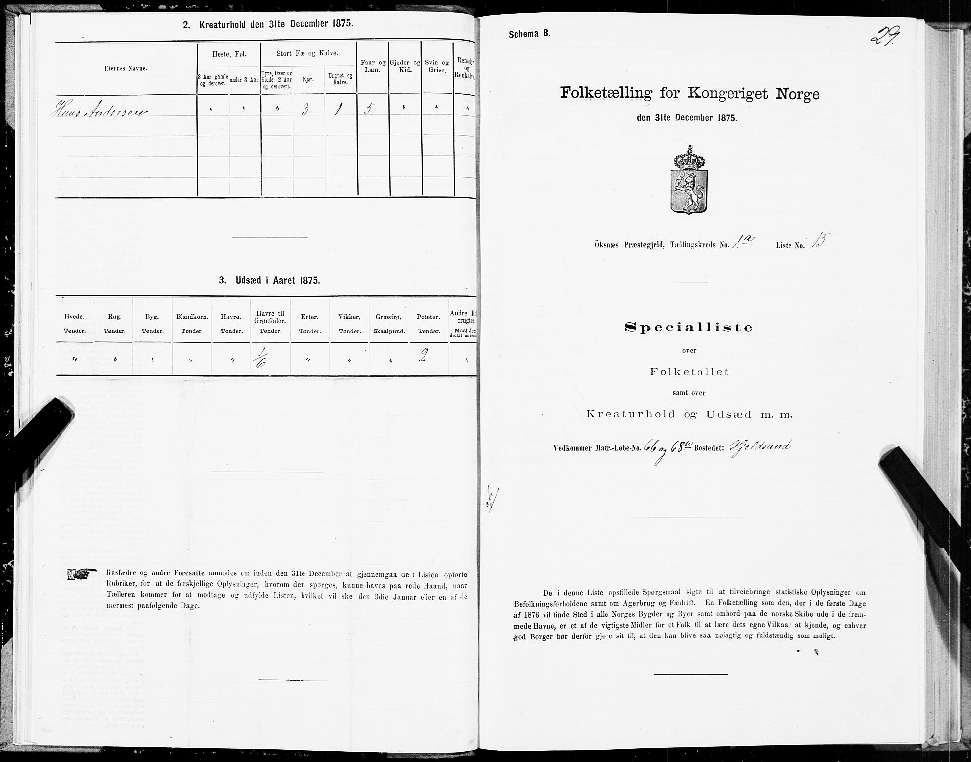 SAT, 1875 census for 1868P Øksnes, 1875, p. 1029