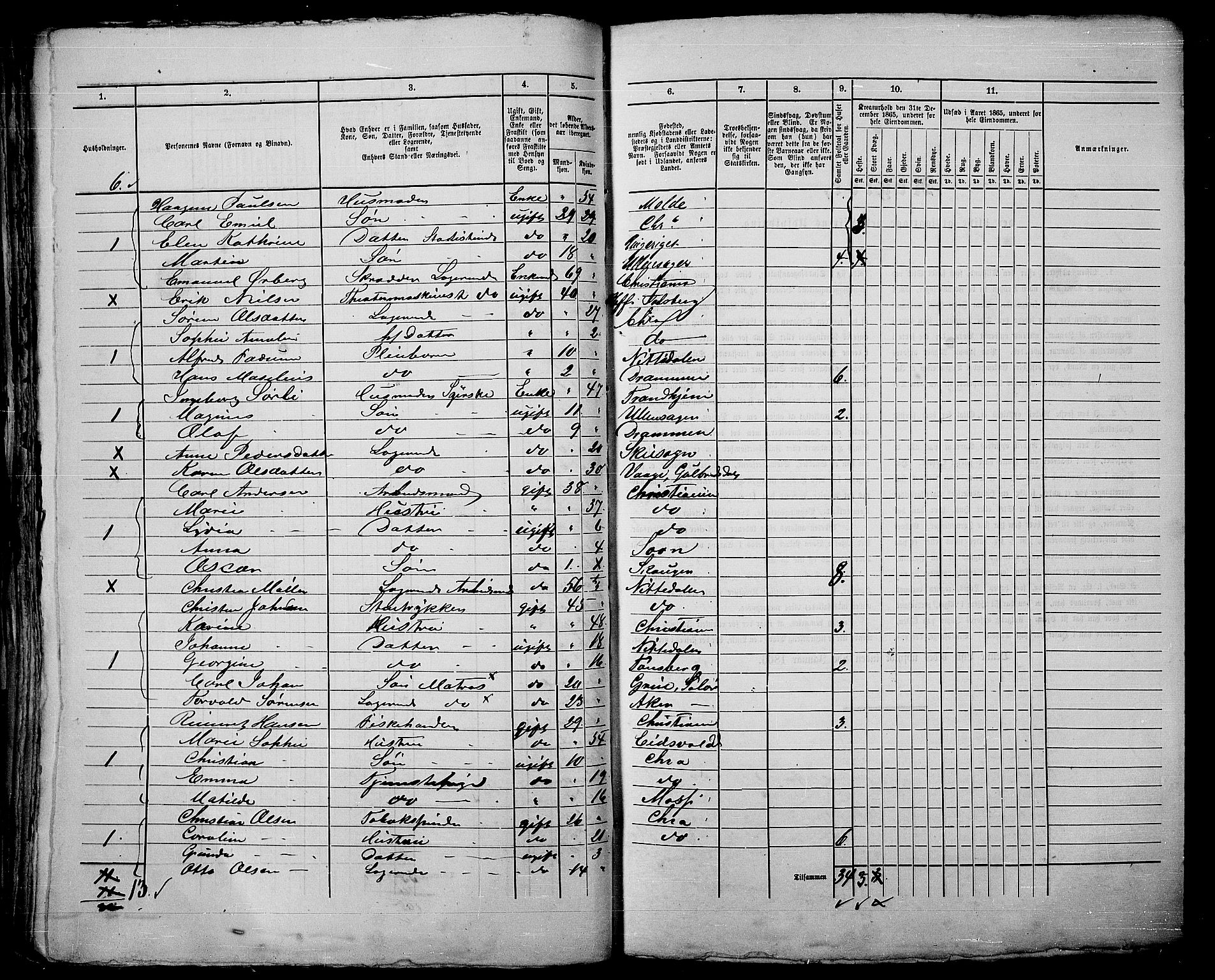 RA, 1865 census for Kristiania, 1865, p. 215