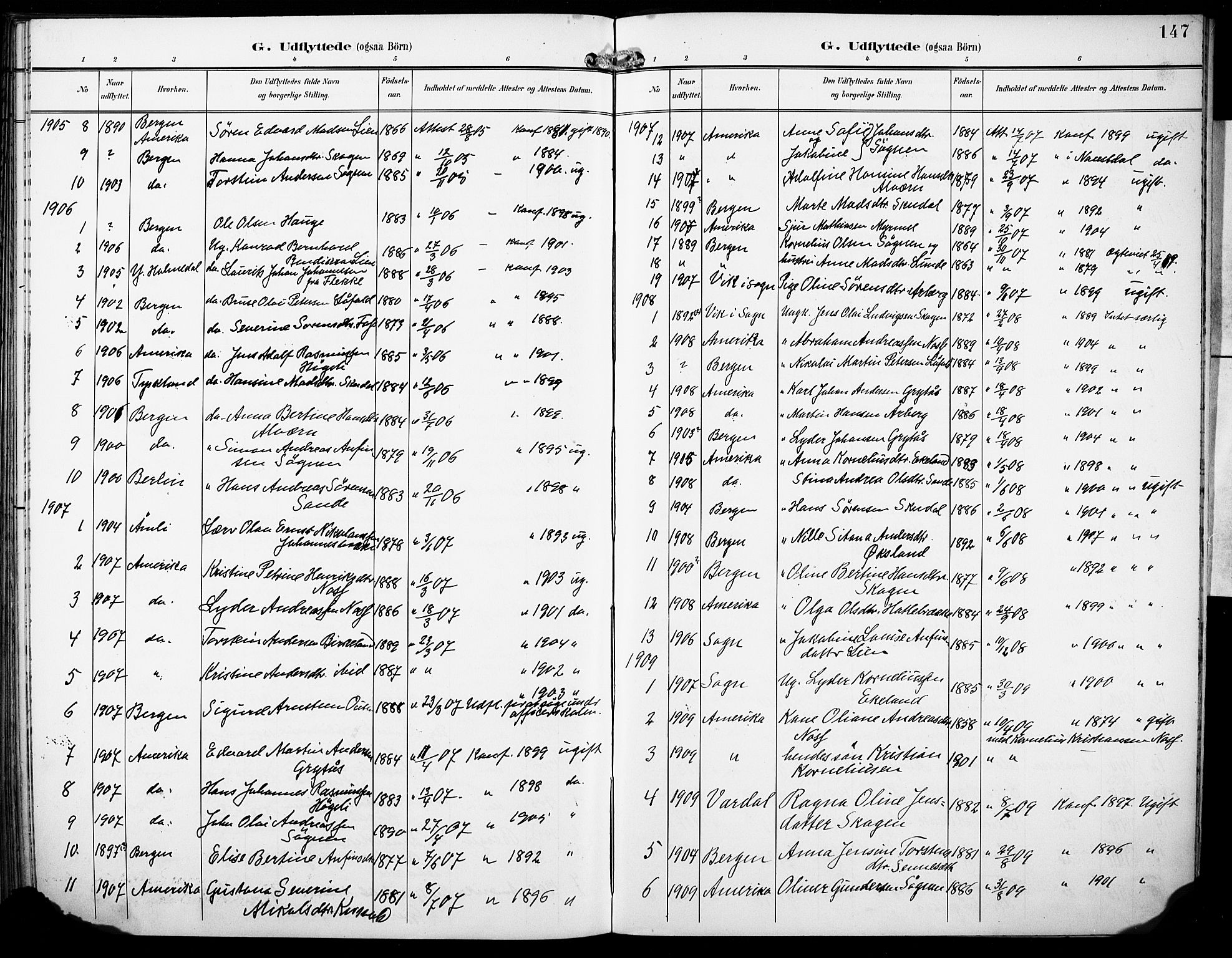 Gaular sokneprestembete, SAB/A-80001/H/Haa: Parish register (official) no. B 2, 1898-1911, p. 147