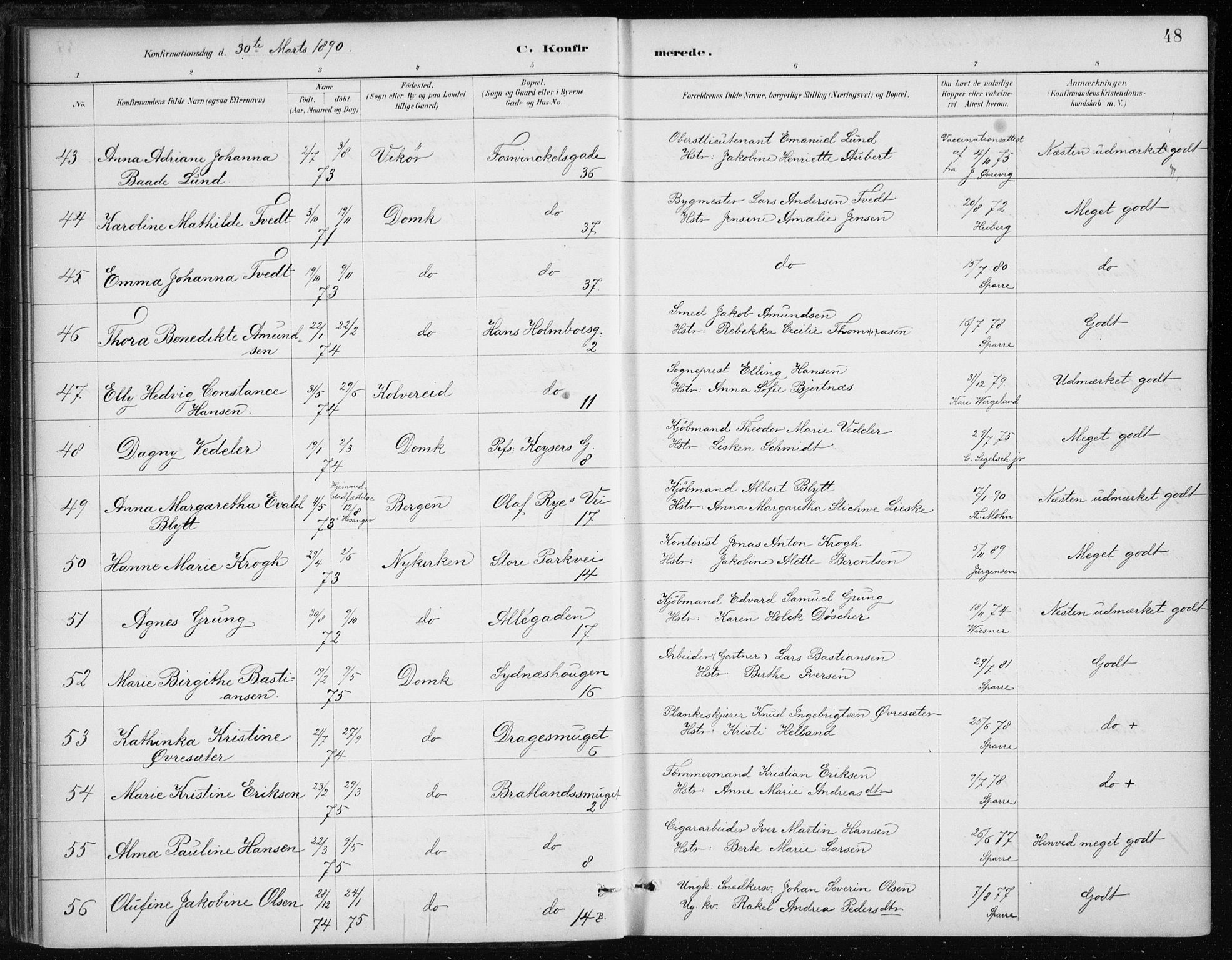 Johanneskirken sokneprestembete, AV/SAB-A-76001/H/Haa/L0008: Parish register (official) no. C 1, 1885-1907, p. 48