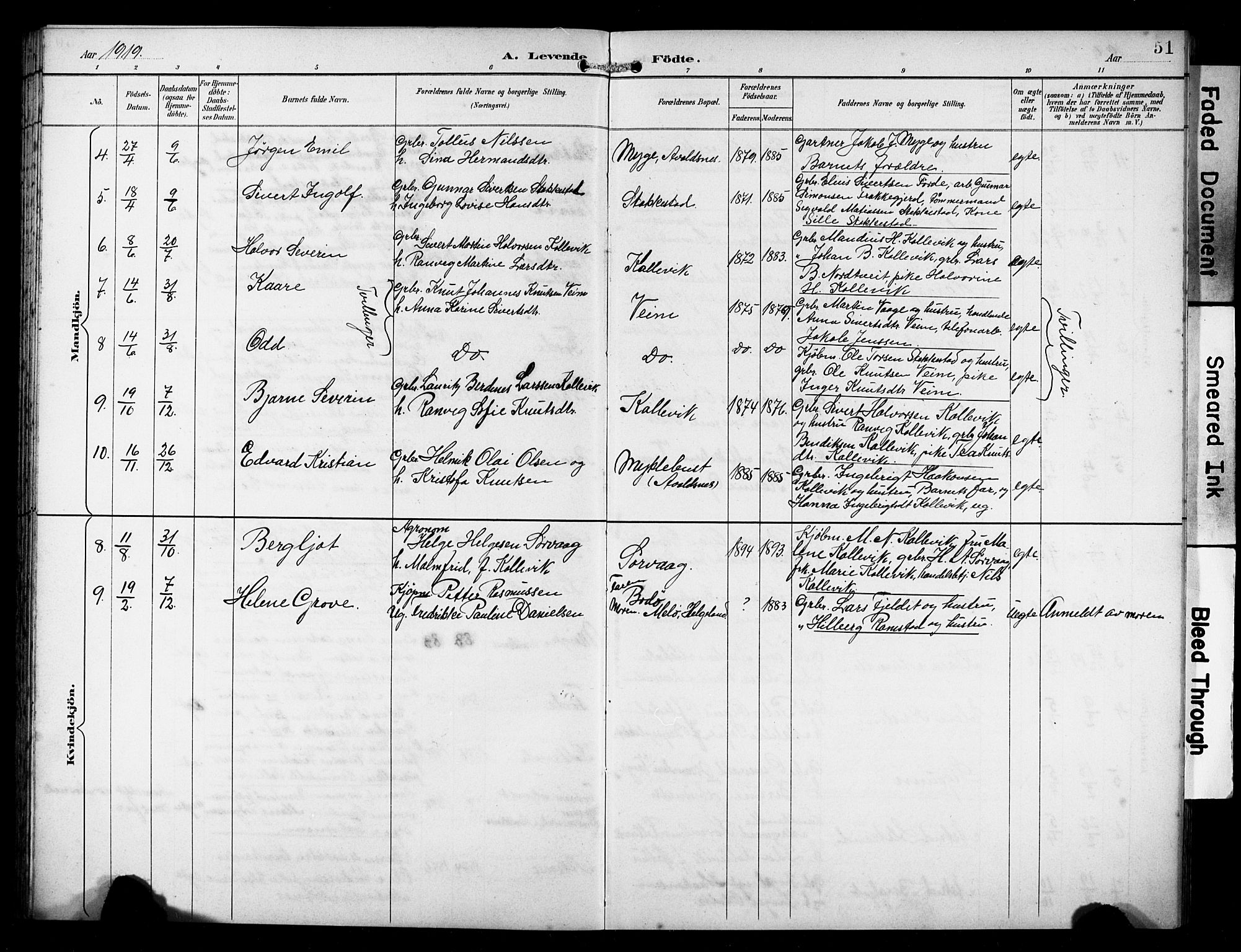 Avaldsnes sokneprestkontor, SAST/A -101851/H/Ha/Hab/L0011: Parish register (copy) no. B 11, 1893-1929, p. 51