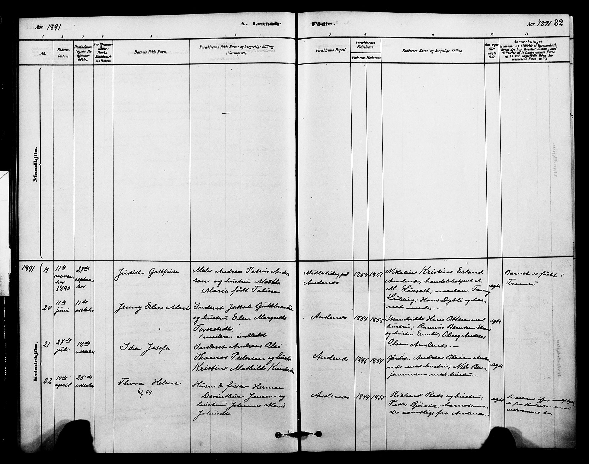 Ministerialprotokoller, klokkerbøker og fødselsregistre - Nordland, AV/SAT-A-1459/899/L1436: Parish register (official) no. 899A04, 1881-1896, p. 32