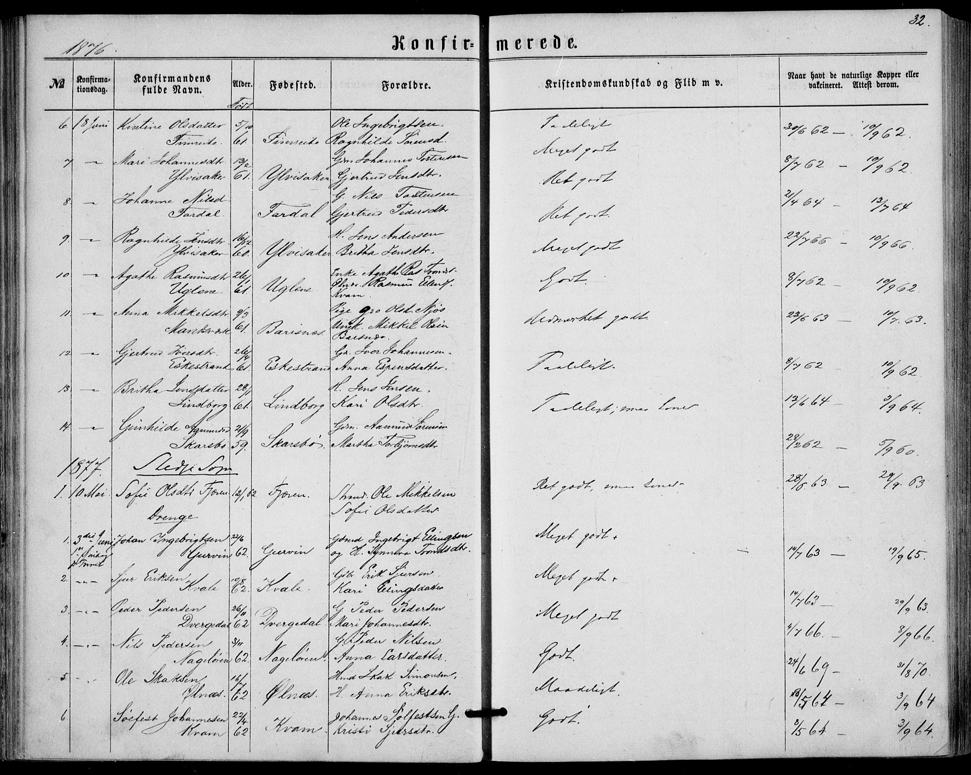 Sogndal sokneprestembete, SAB/A-81301/H/Haa/Haaa/L0015: Parish register (official) no. A 15, 1871-1904, p. 32