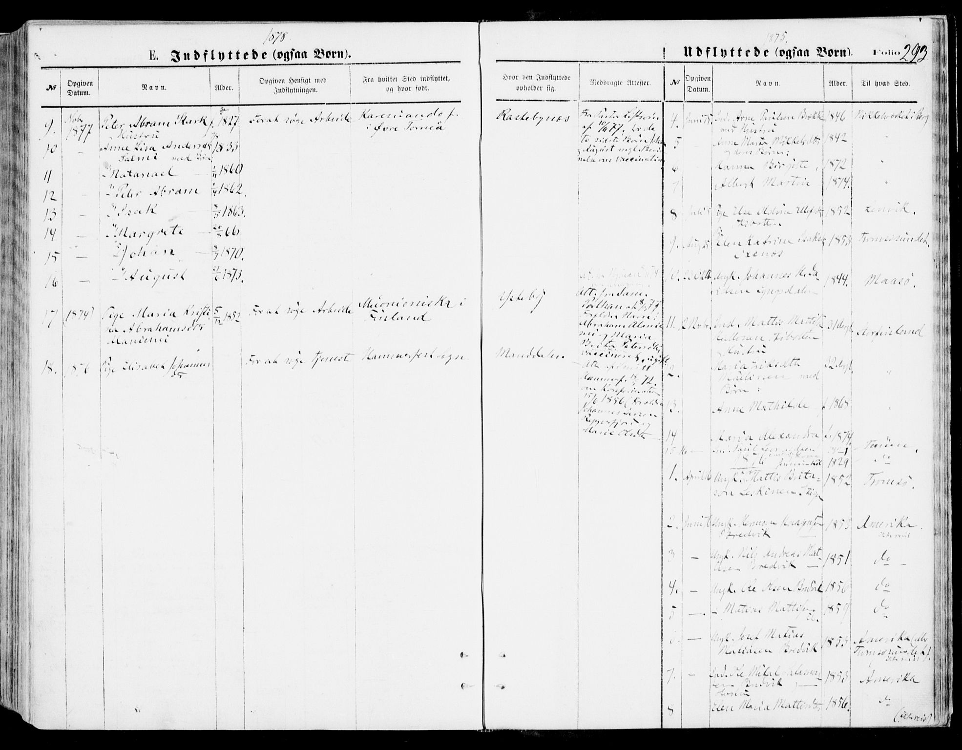 Lyngen sokneprestembete, SATØ/S-1289/H/He/Hea/L0006kirke: Parish register (official) no. 6, 1870-1878, p. 293