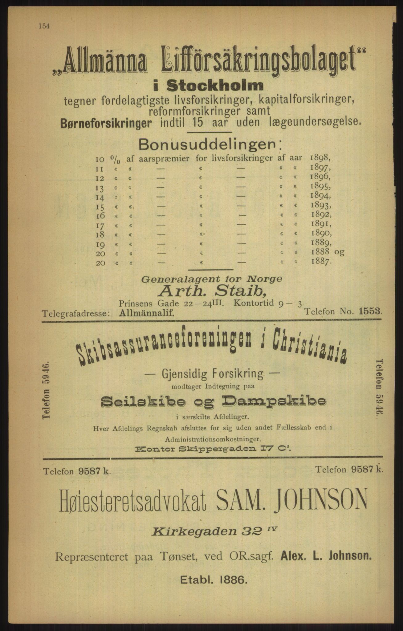 Kristiania/Oslo adressebok, PUBL/-, 1905, p. 154