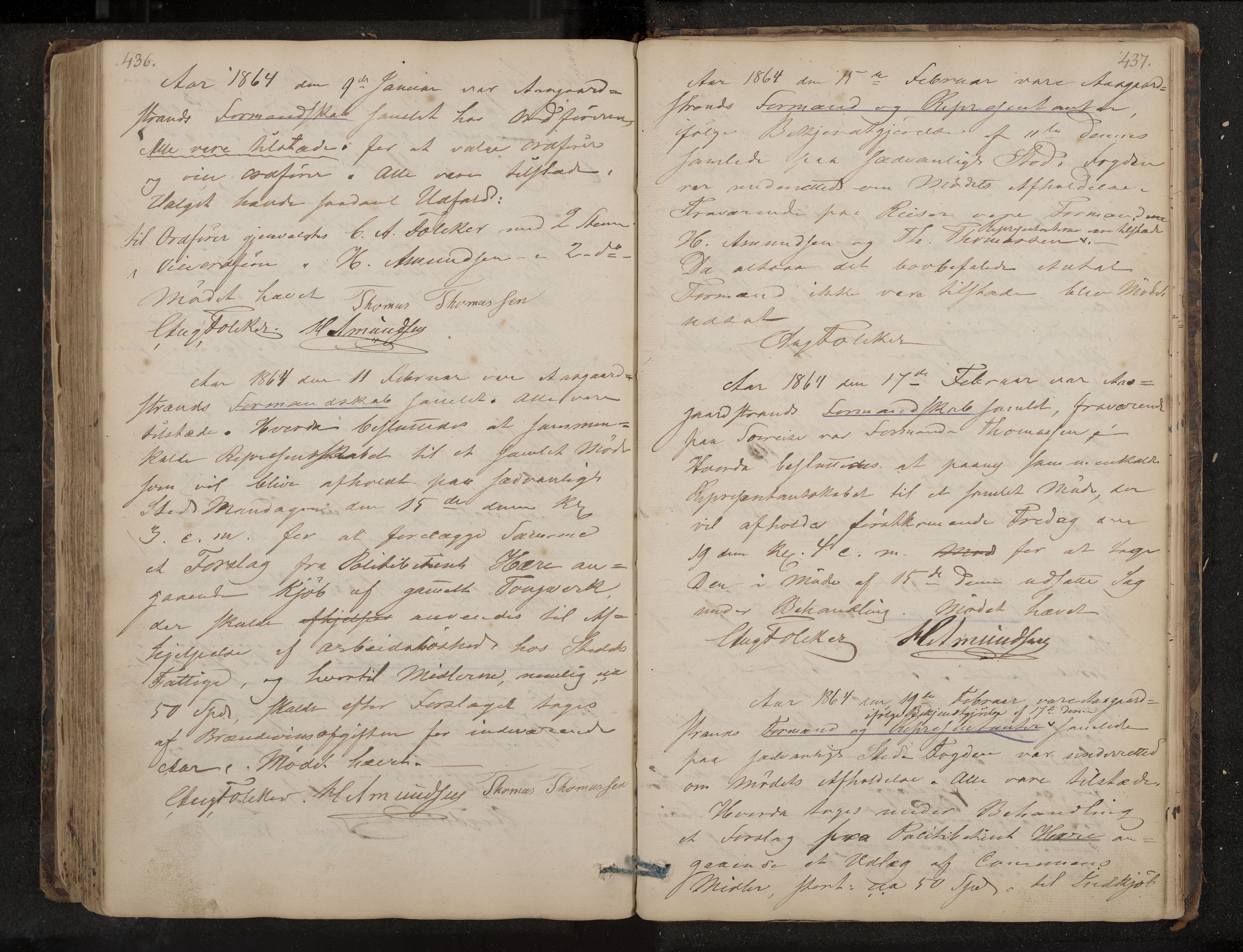 Åsgårdstrand formannskap og sentraladministrasjon, IKAK/0704021/A/L0001: Møtebok, 1838-1864, p. 436-437