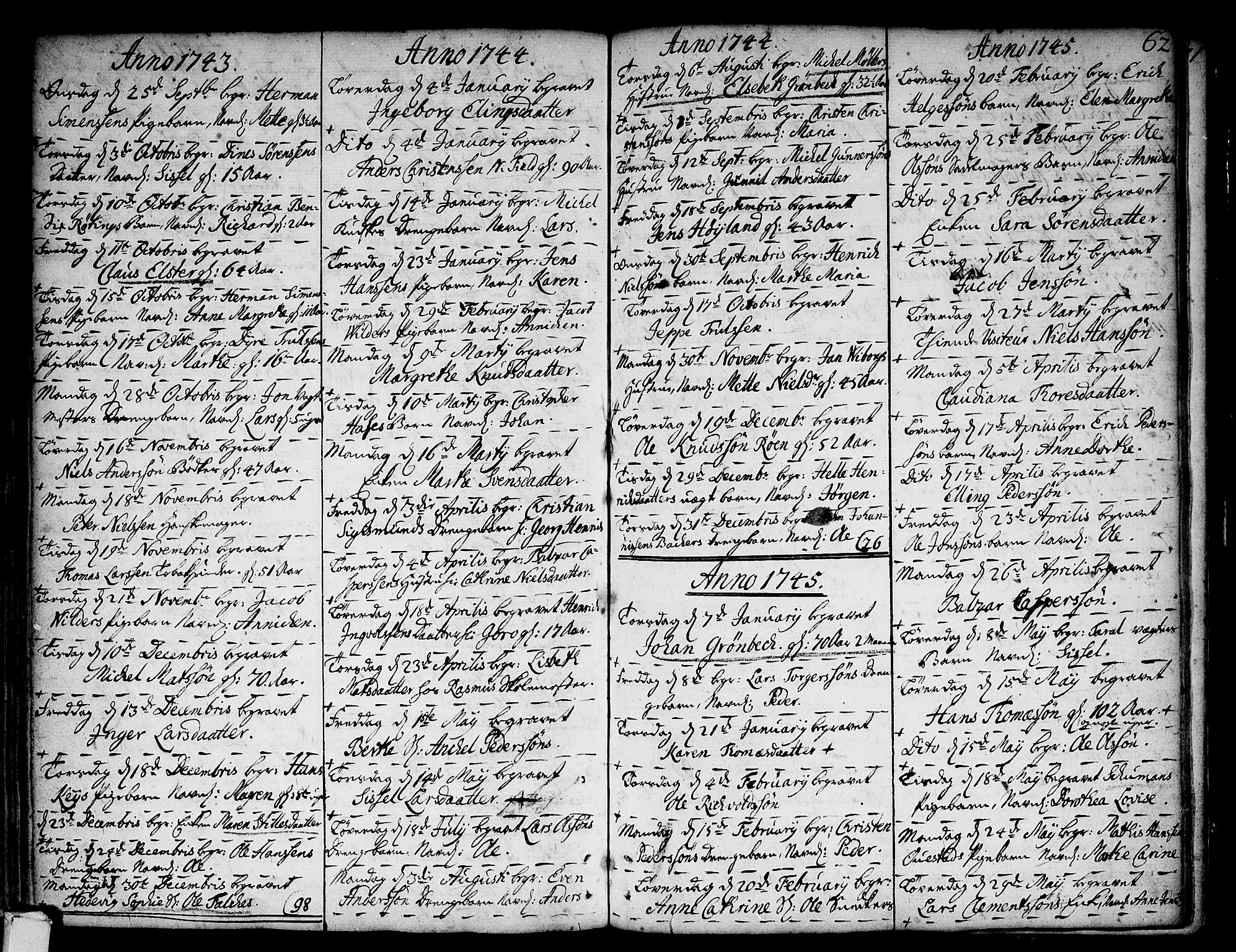 Strømsø kirkebøker, SAKO/A-246/F/Fa/L0007: Parish register (official) no. I 7, 1739-1751, p. 62
