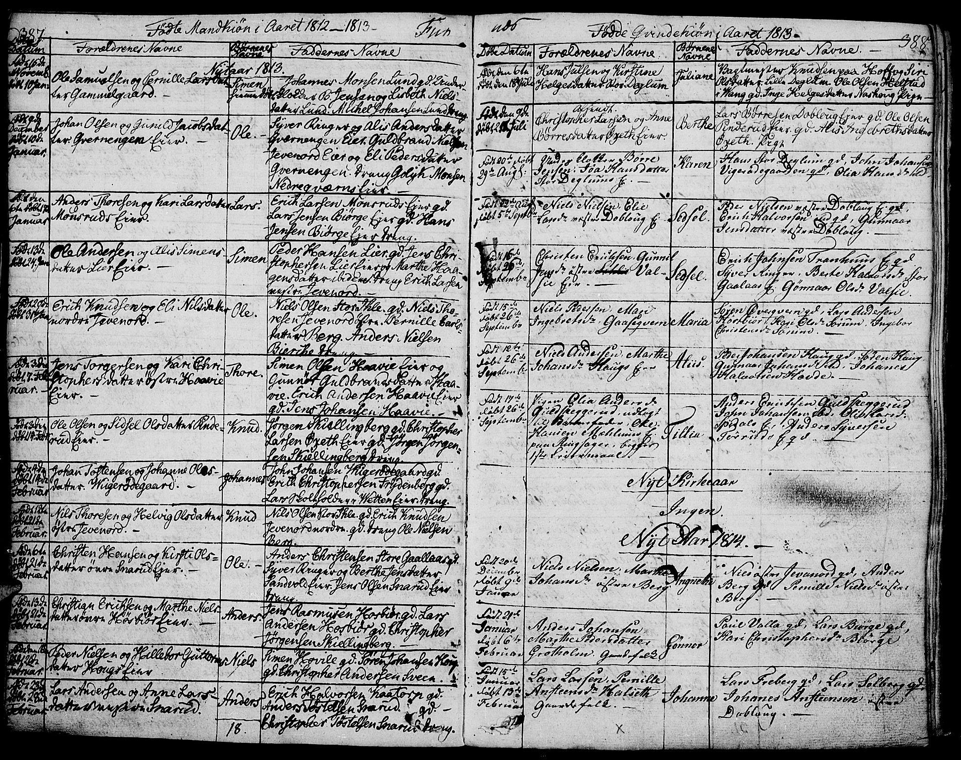 Vang prestekontor, Hedmark, AV/SAH-PREST-008/H/Ha/Haa/L0006: Parish register (official) no. 6 /2, 1810-1827, p. 387-388