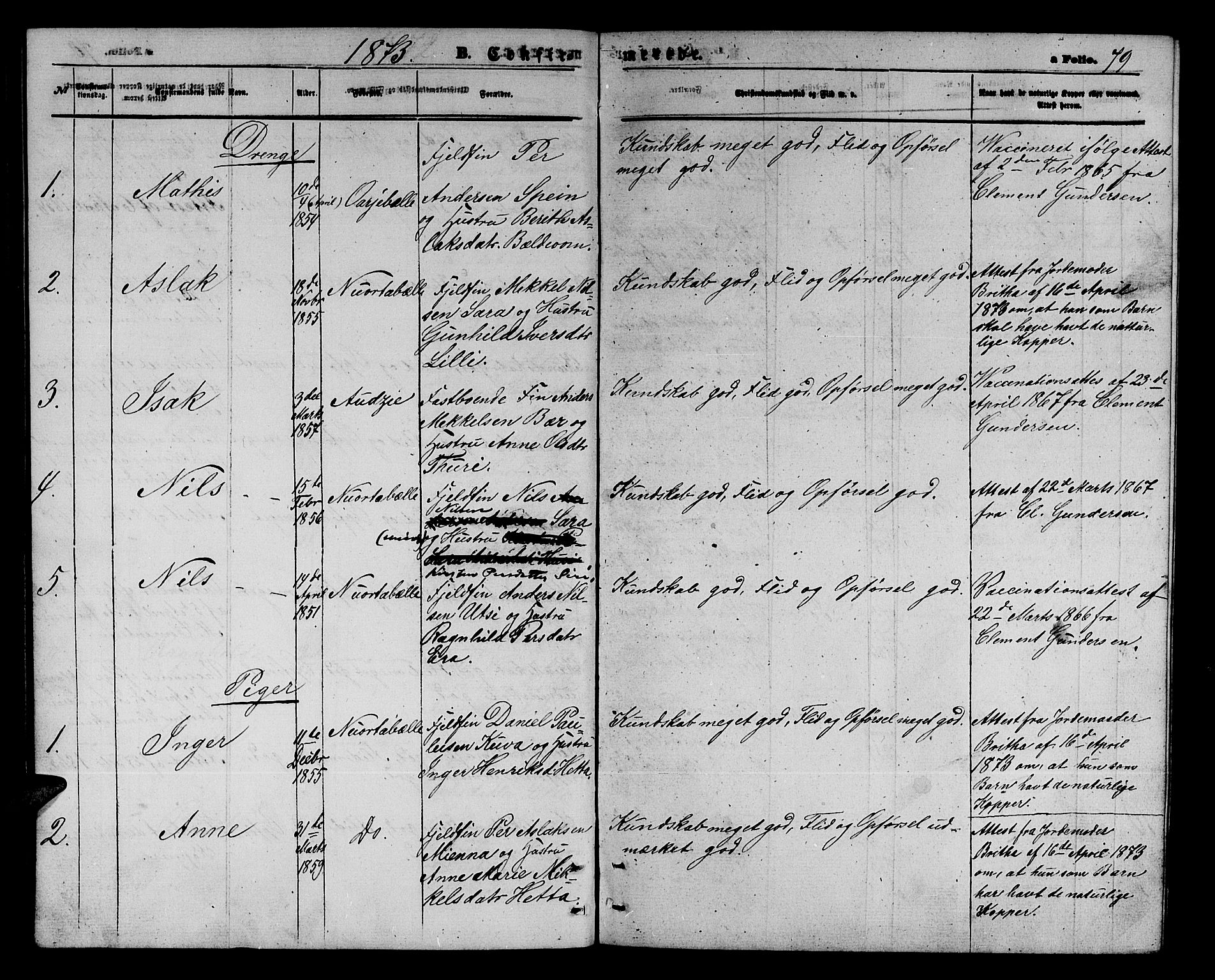 Kautokeino sokneprestembete, SATØ/S-1340/H/Hb/L0001.klokk: Parish register (copy) no. 1, 1862-1878, p. 79