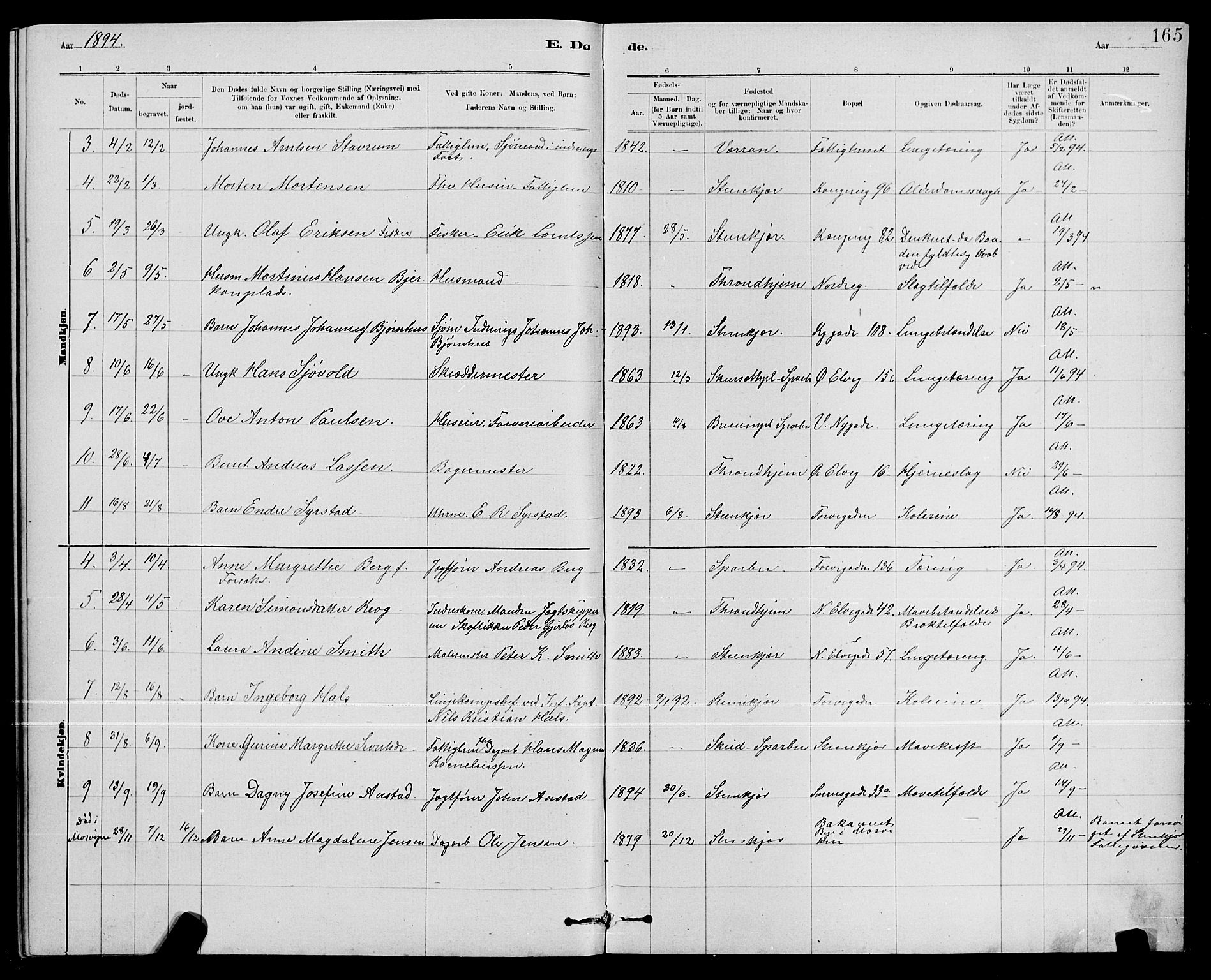 Ministerialprotokoller, klokkerbøker og fødselsregistre - Nord-Trøndelag, SAT/A-1458/739/L0374: Parish register (copy) no. 739C02, 1883-1898, p. 165