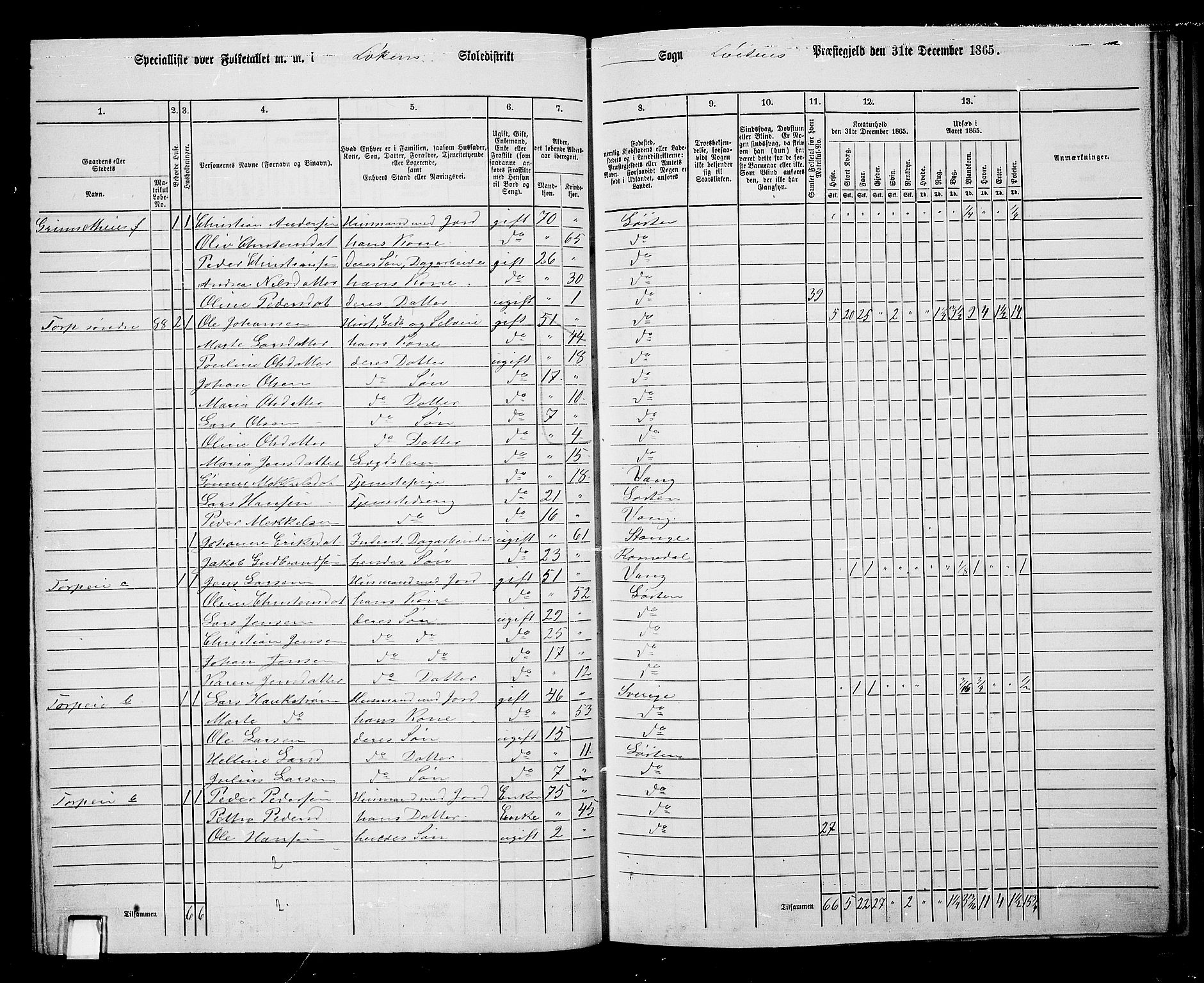 RA, 1865 census for Løten, 1865, p. 64