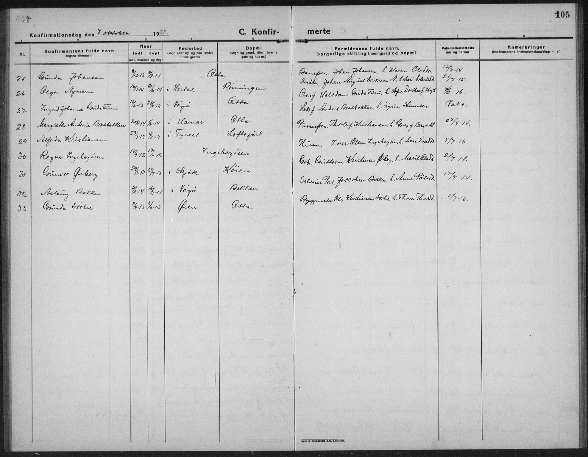 Sel prestekontor, AV/SAH-PREST-074/H/Ha/Hab/L0002: Parish register (copy) no. 2, 1923-1939, p. 105