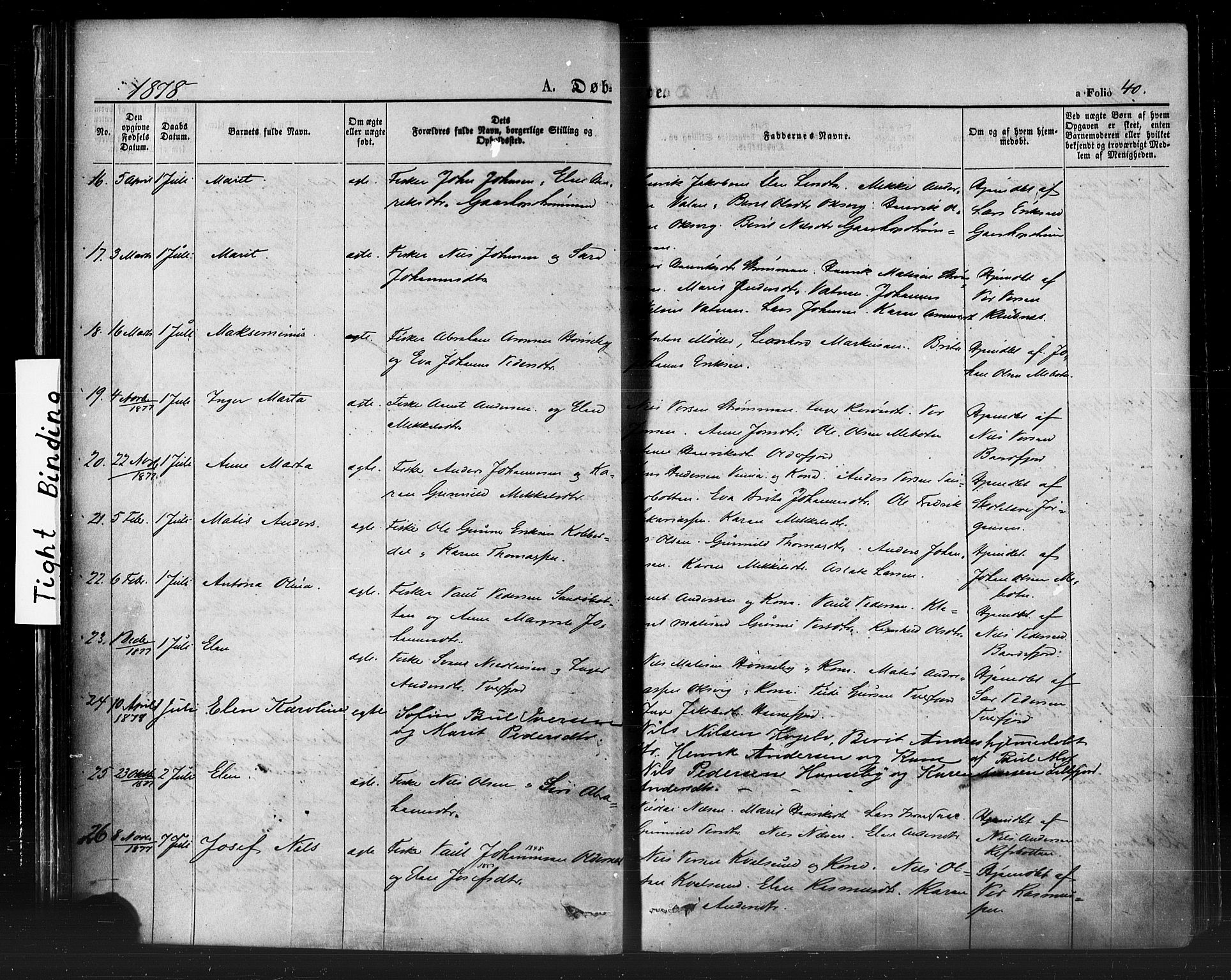 Hammerfest sokneprestkontor, SATØ/S-1347/H/Ha/L0007.kirke: Parish register (official) no. 7, 1869-1884, p. 40