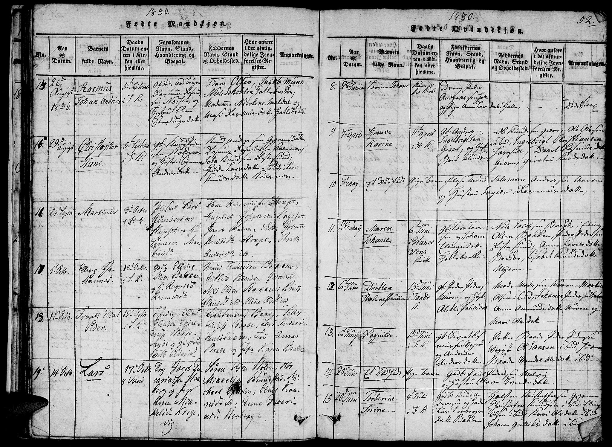 Ministerialprotokoller, klokkerbøker og fødselsregistre - Møre og Romsdal, SAT/A-1454/503/L0046: Parish register (copy) no. 503C01, 1816-1842, p. 52