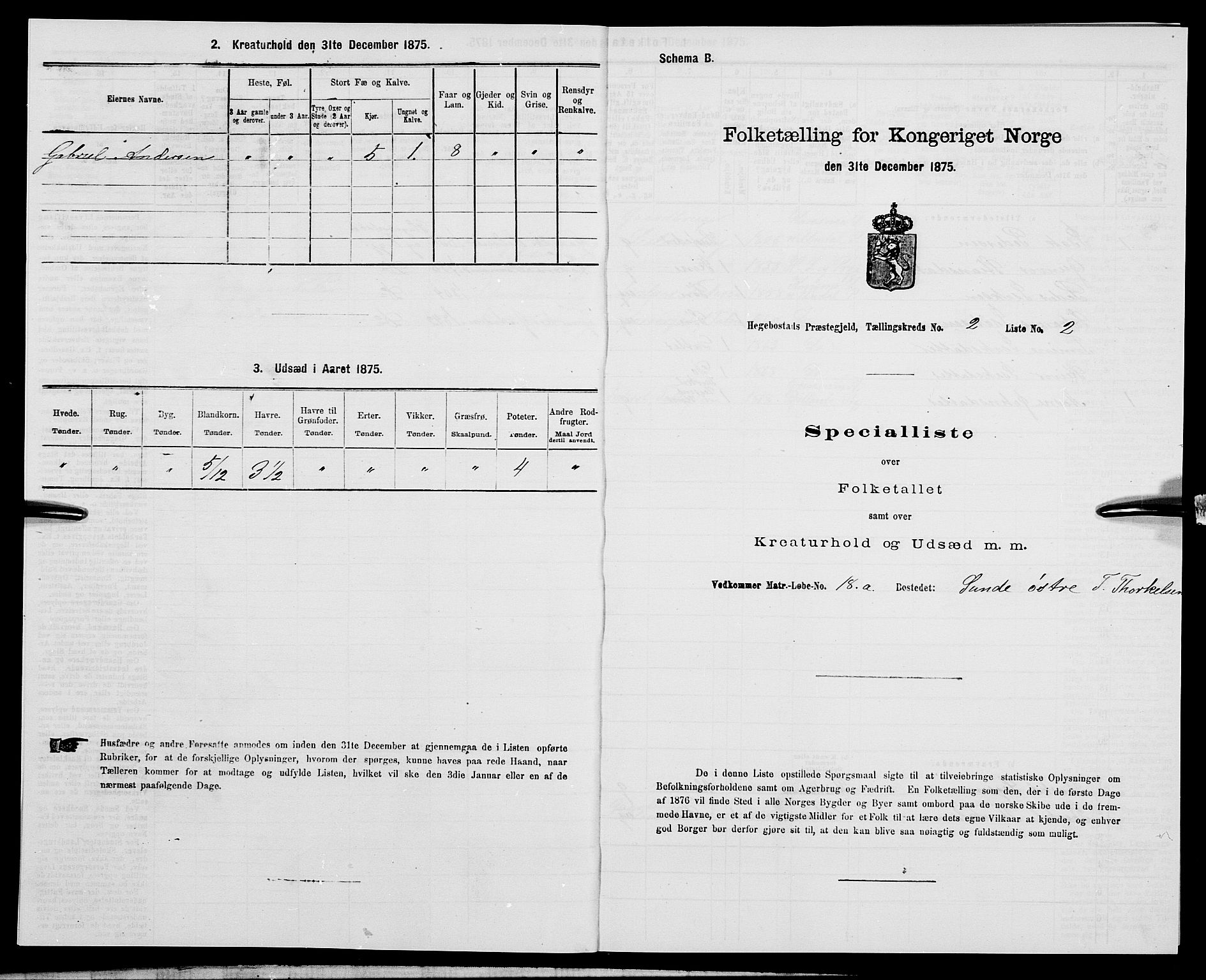 SAK, 1875 census for 1034P Hægebostad, 1875, p. 156