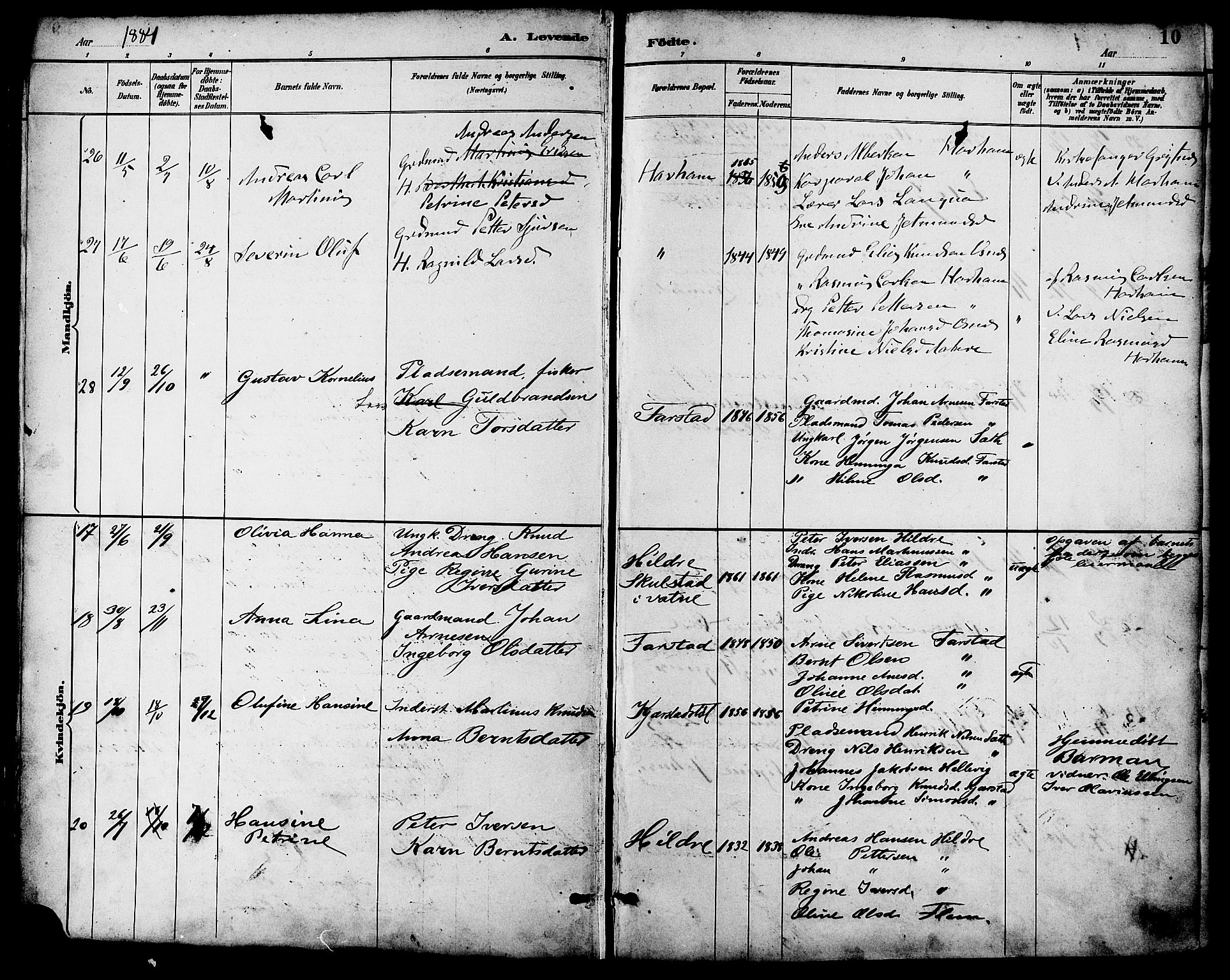 Ministerialprotokoller, klokkerbøker og fødselsregistre - Møre og Romsdal, AV/SAT-A-1454/536/L0501: Parish register (official) no. 536A10, 1884-1896, p. 10